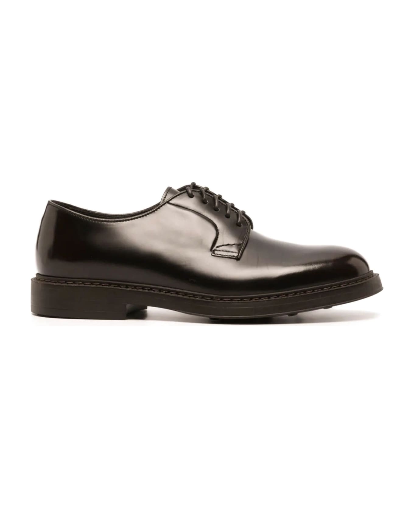 Doucal's Brown Calf Leather Derby Shoes - Moro