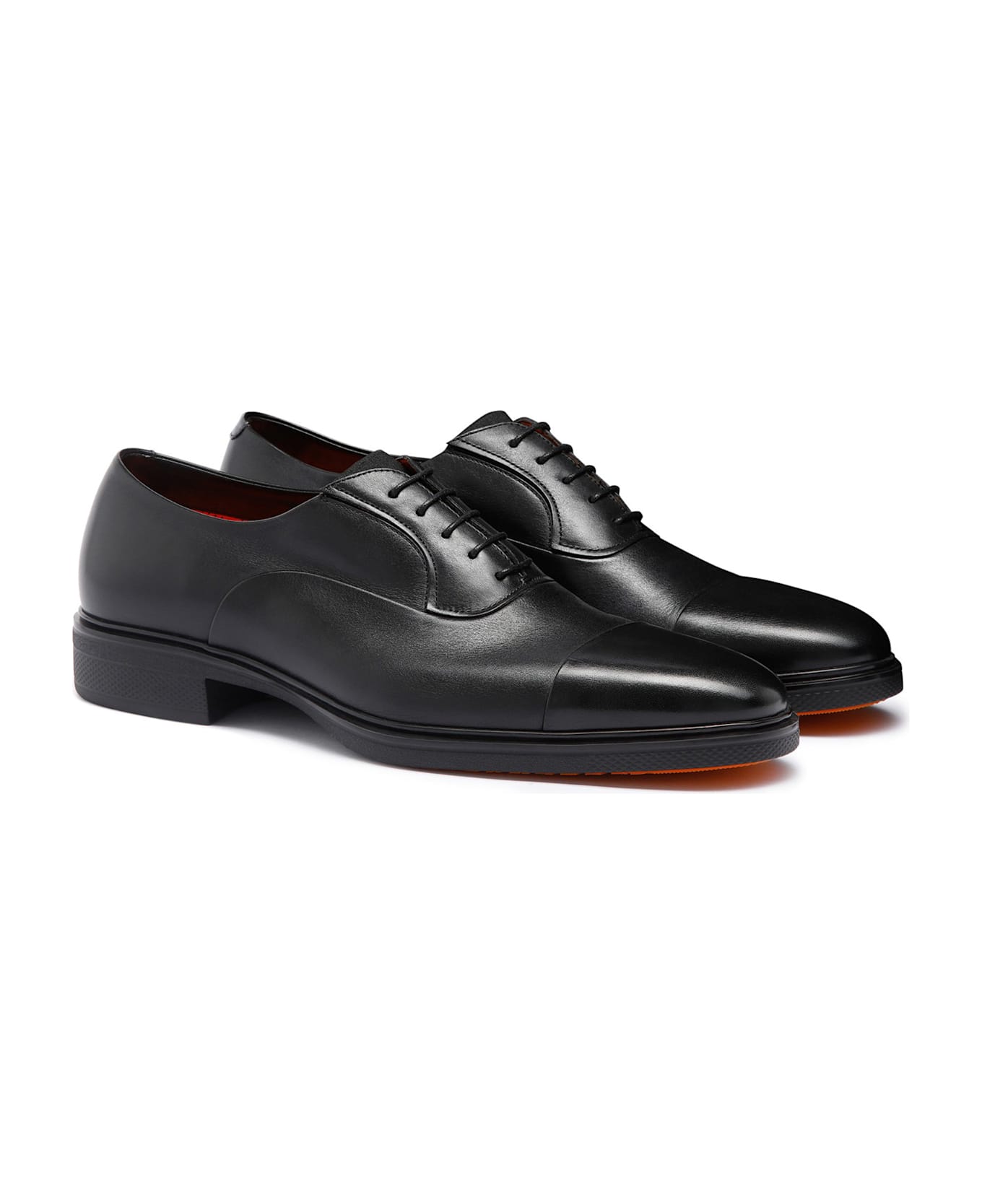 Santoni Leather Oxford With Rubber Sole - NERO
