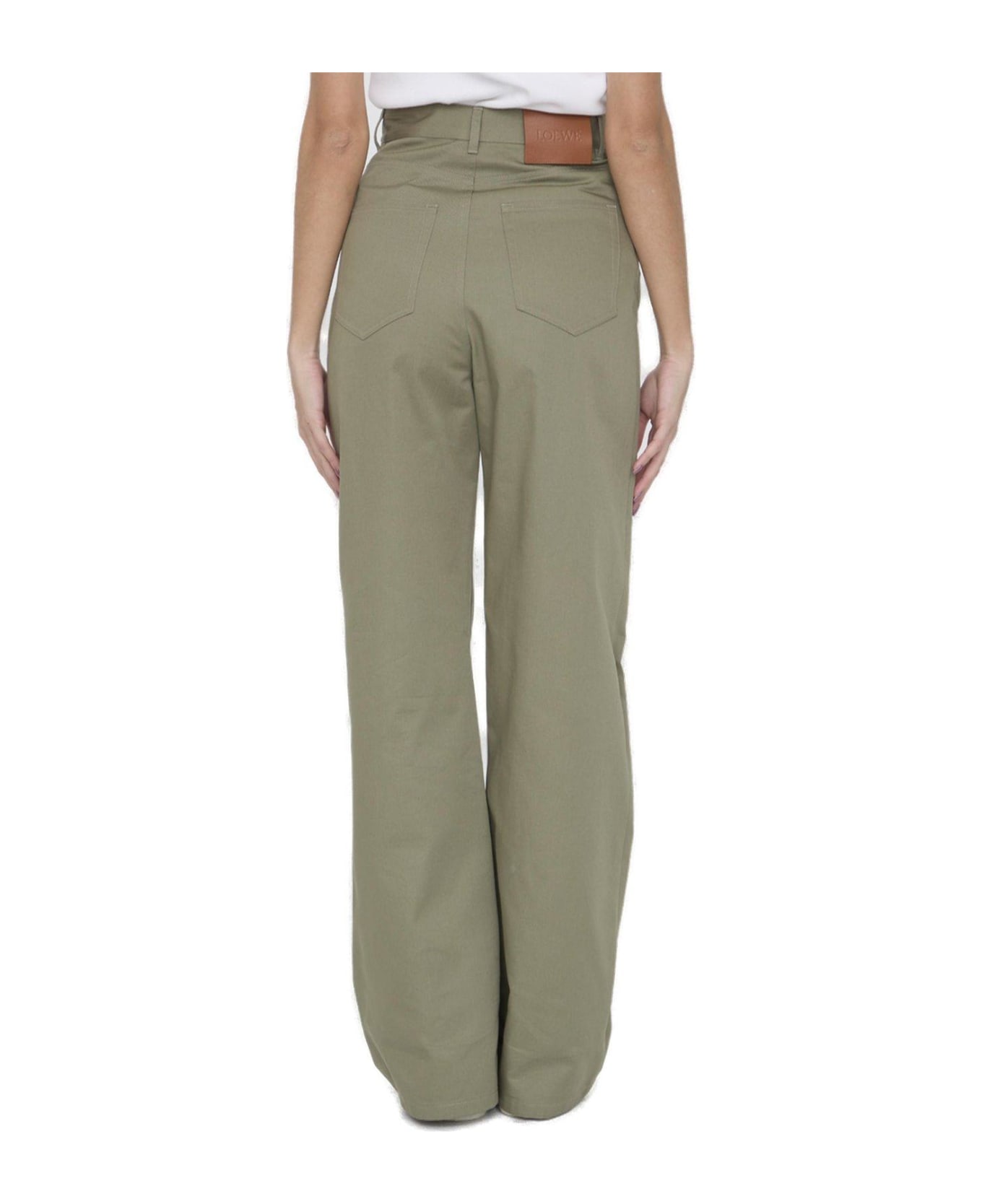 Loewe Logo Patch High-waisted Trousers - Green