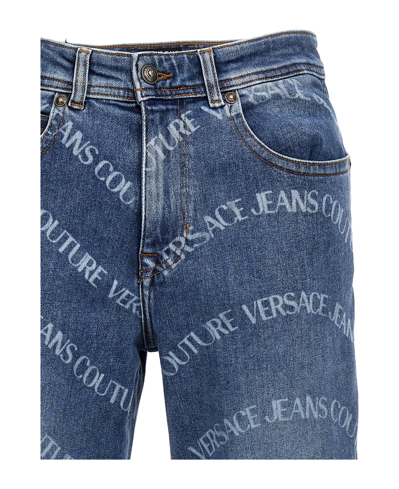 Versace Jeans Couture Logo Print Jeans - Light Blue