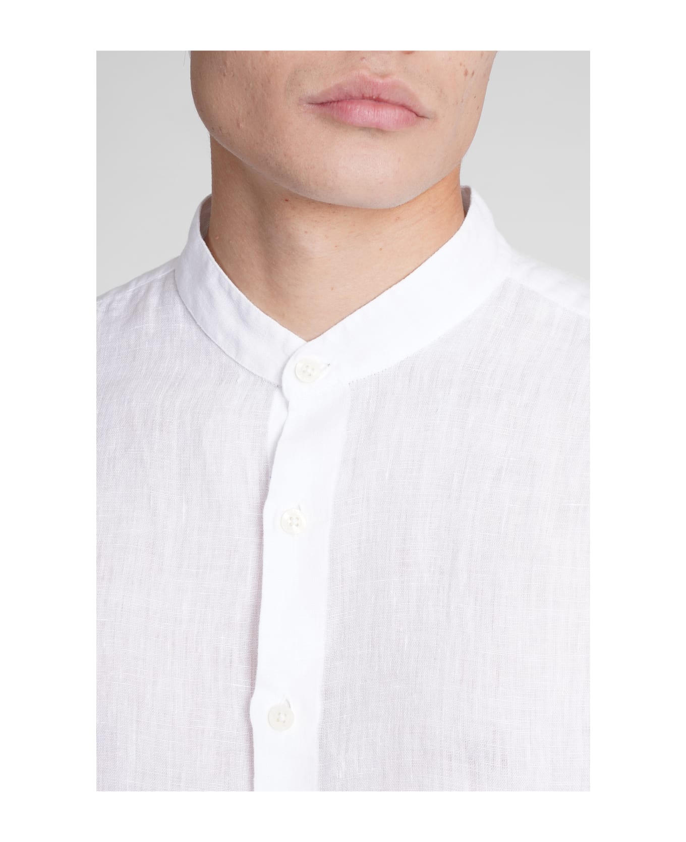 120% Lino Shirt In White Linen - Bianco