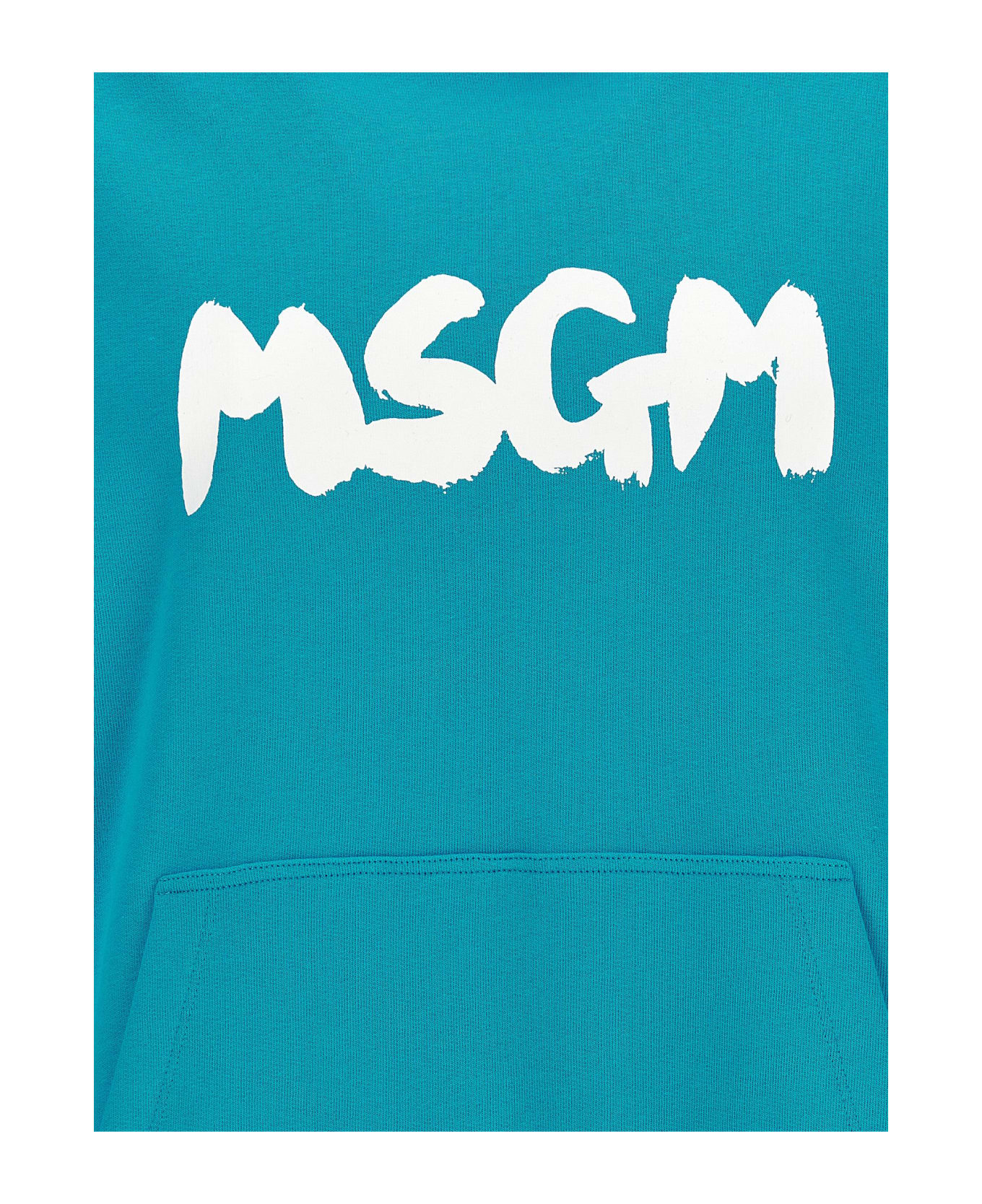 MSGM 'logo Brush' Hoodie - Light Blue