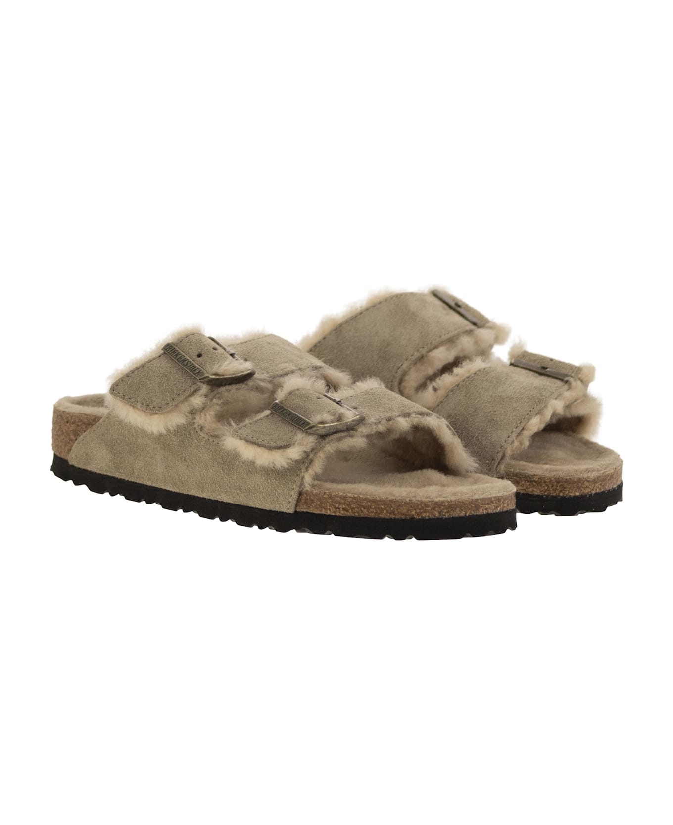 Birkenstock Arizona - Suede Lamb Fur Slipper - Turtledove