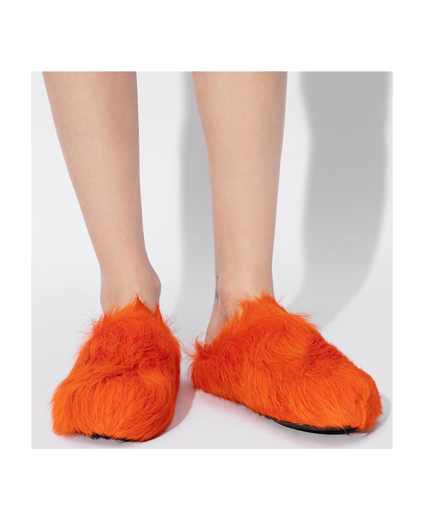 Marni 'fussbett' Fur Slides - ORANGE