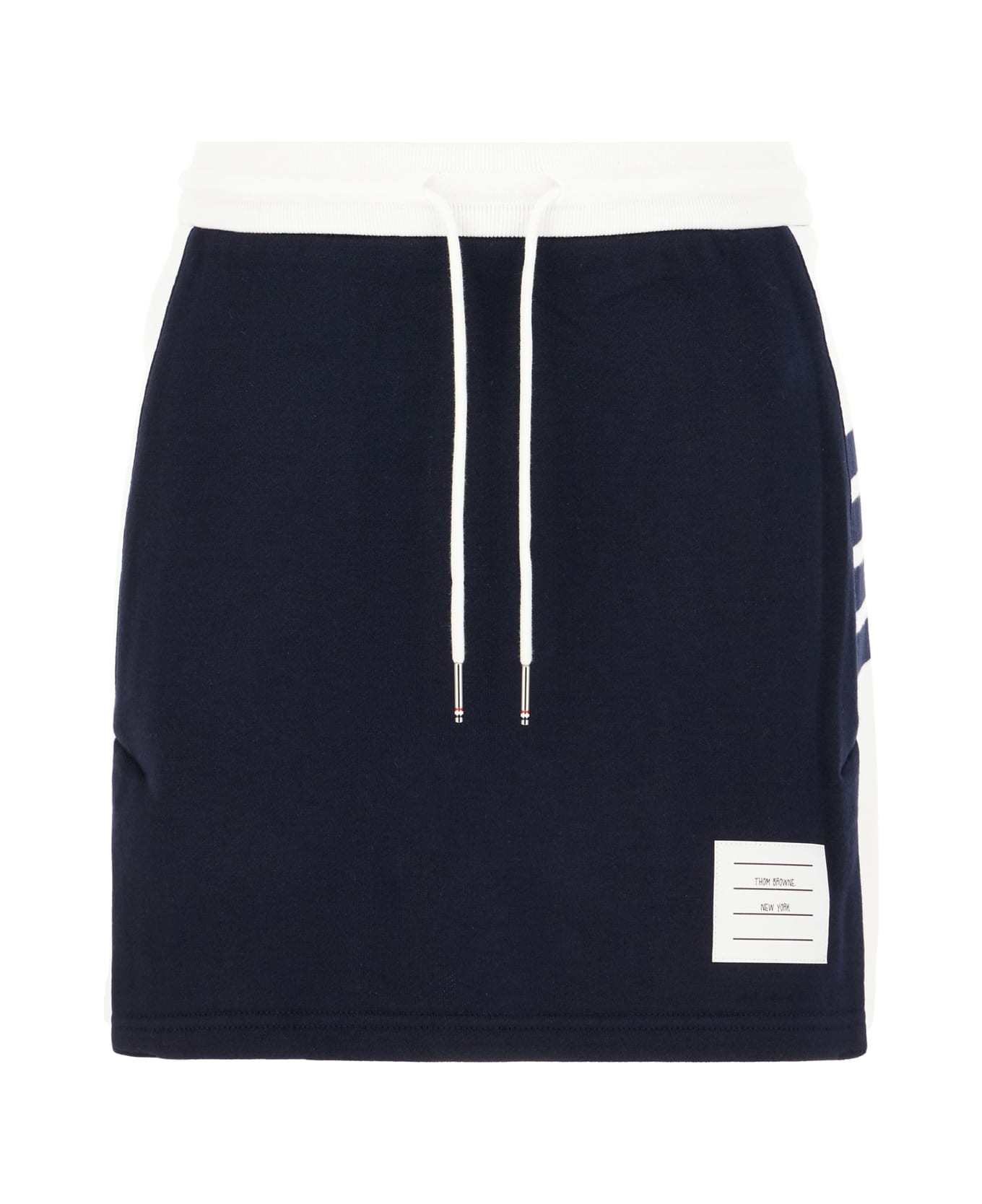 Thom Browne Navy Blue Cotton Mini Skirt - NAVY