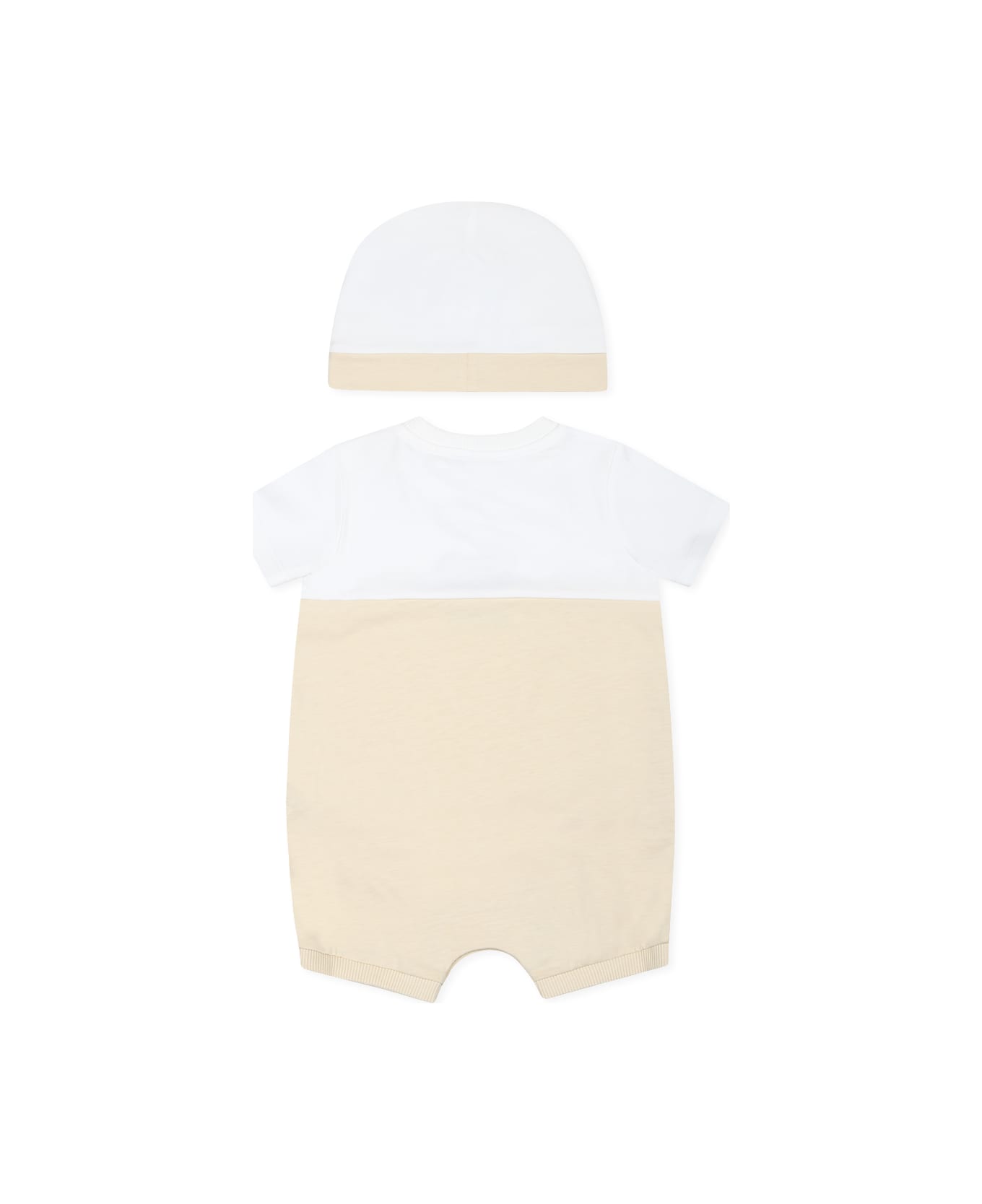 Moschino Beige Romper Set For Babykids With Teddy Bear - Beige