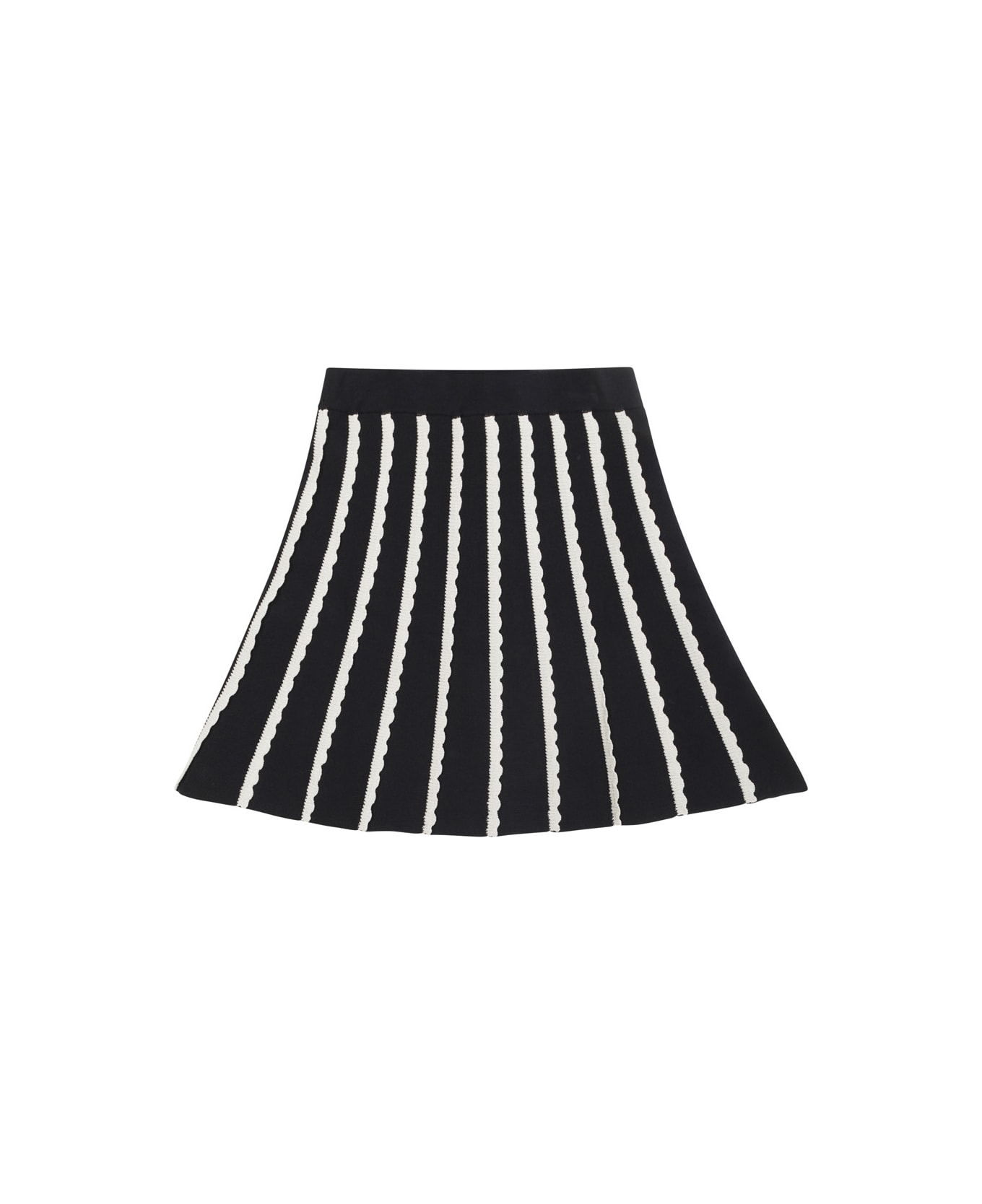 Emporio Armani Black And White Flared Striped Skirt In Cotton Girl - Blu ボトムス