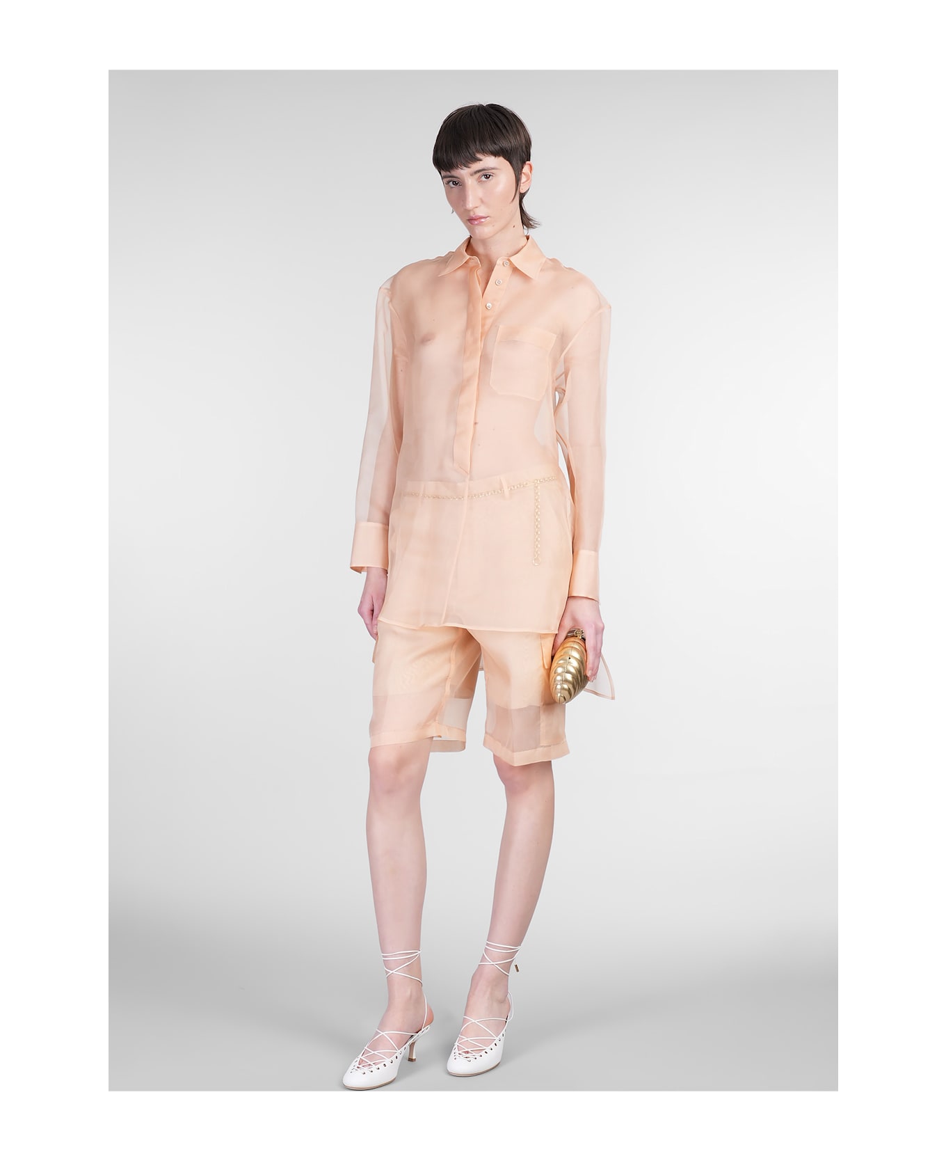 Del Core Shirt In Rose-pink Silk - rose-pink