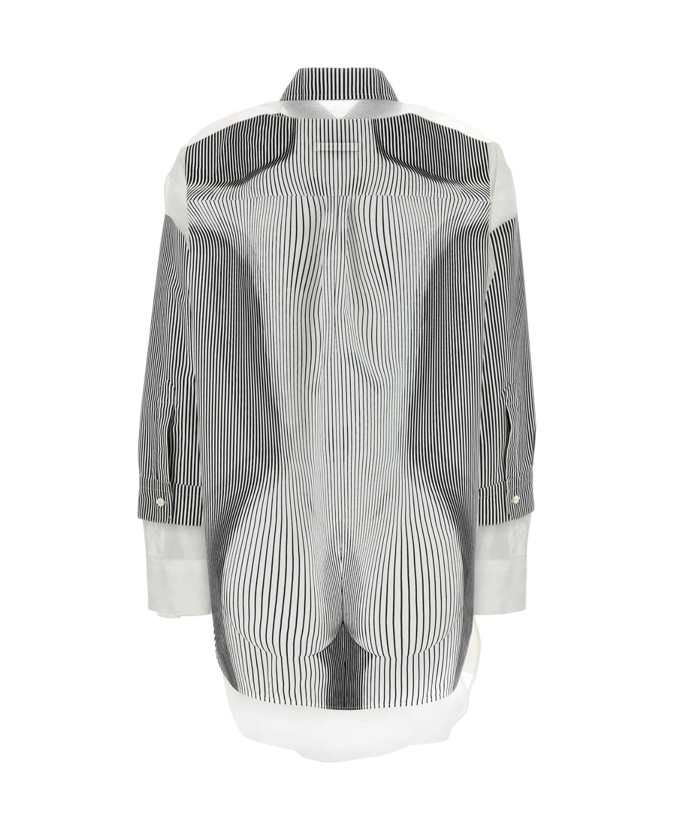 Jean Paul Gaultier Printed Organza E Polyester Oversize Shirt - BLACKWHITE