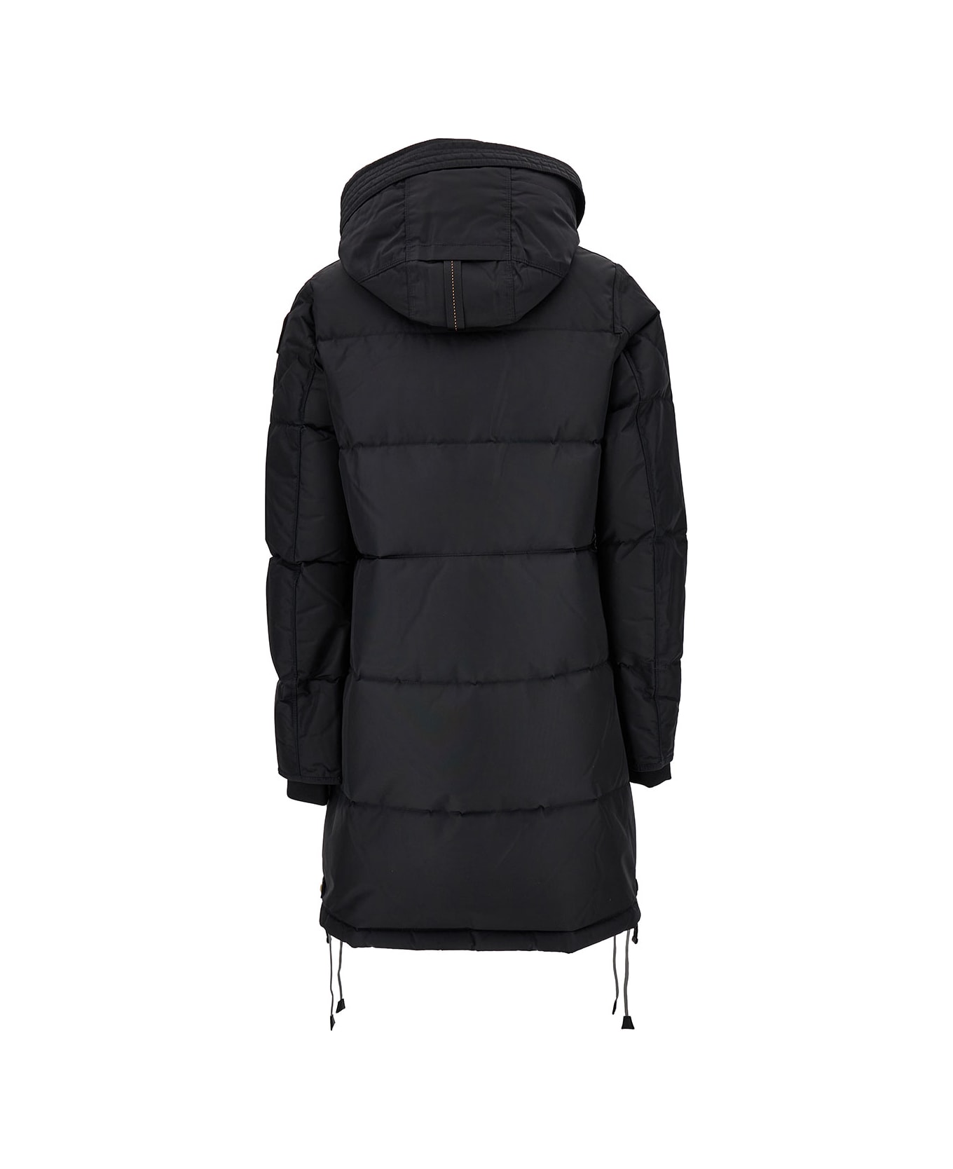 Parajumpers Long Hooded Down Jacket With Maxi Buckle In Polyamide Woman - Black コート