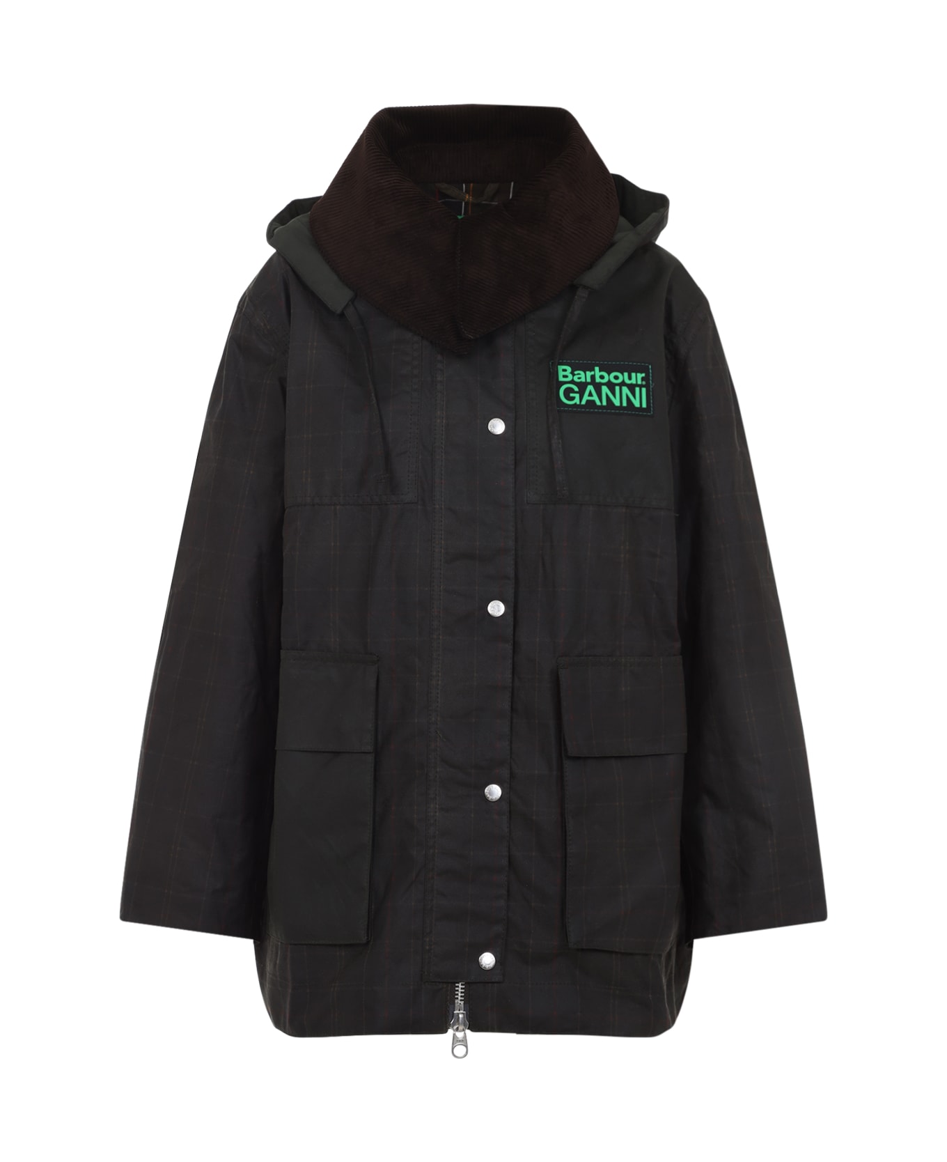 Barbour Hood Ttn Duffle Wax Jacket - Classic Tartan Fern