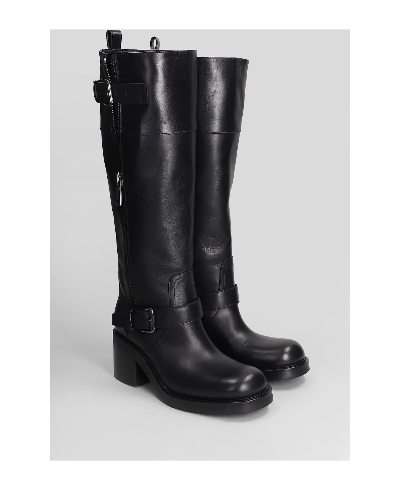 Elena Iachi High Heels Boots In Black Leather - black