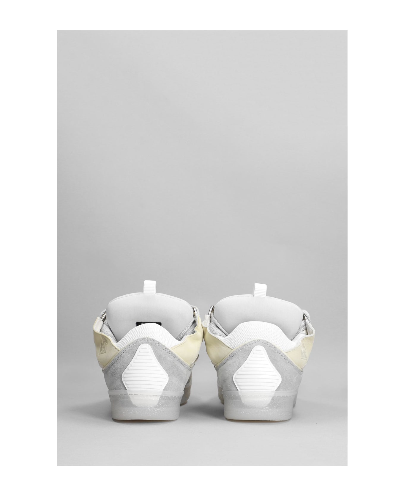 Lanvin Curb Sneakers In White Suede And Leather - white