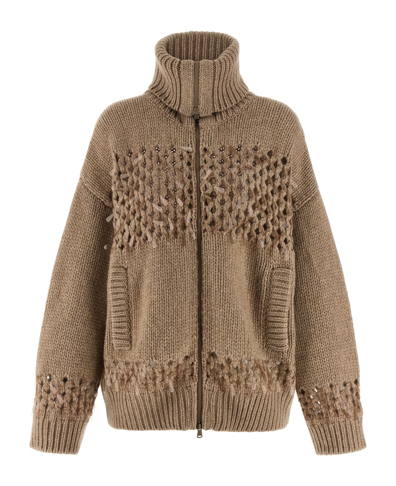 Brunello Cucinelli Drop Sequin Cardigan - Beige
