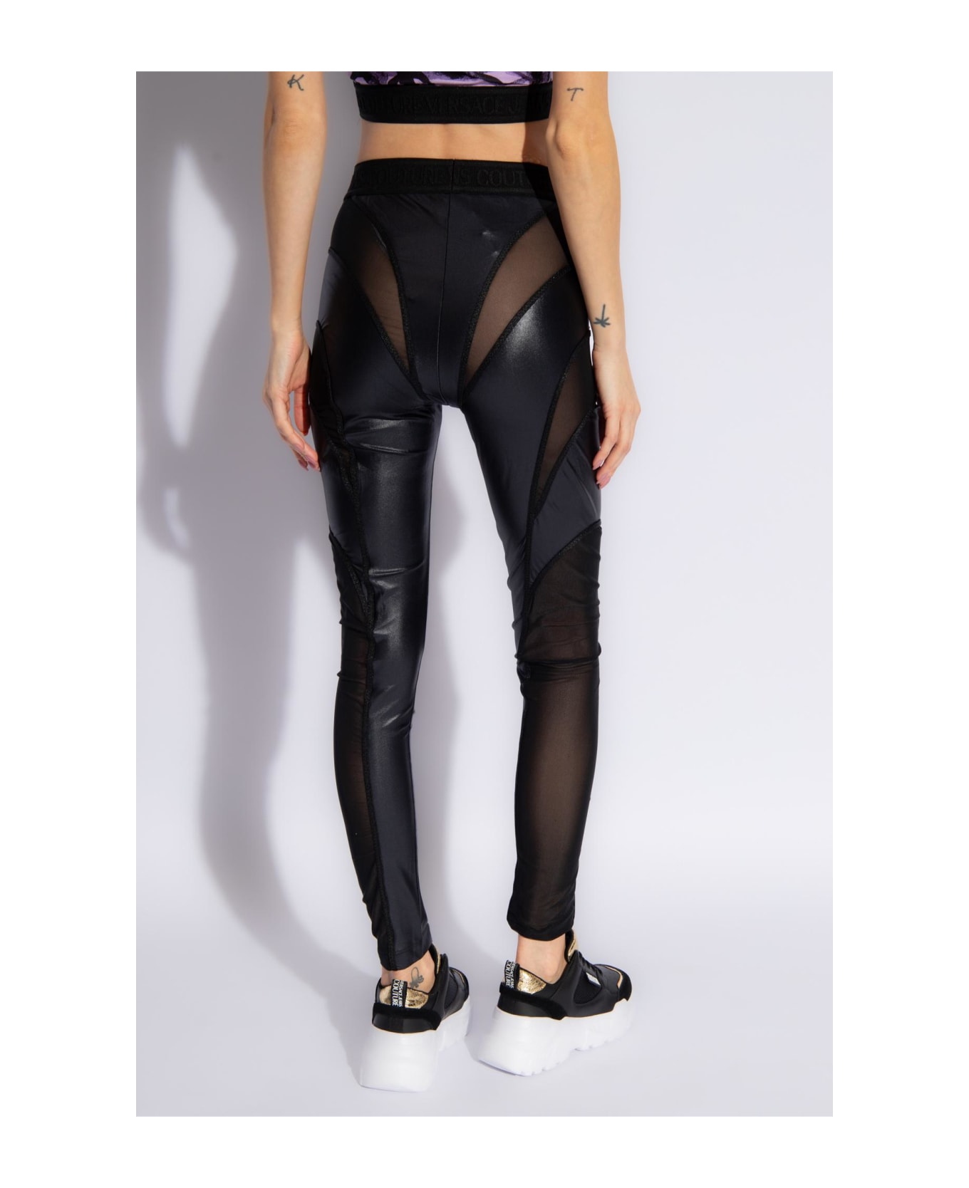 Versace Jeans Couture Leggings With Logo - BLACK