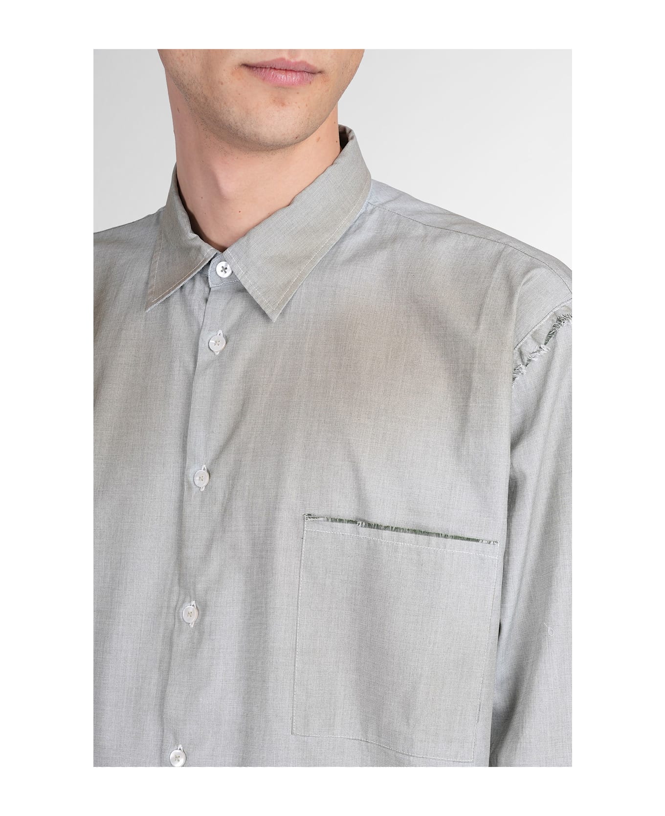 Paura Erzin Shirt In Grey Cotton - grey