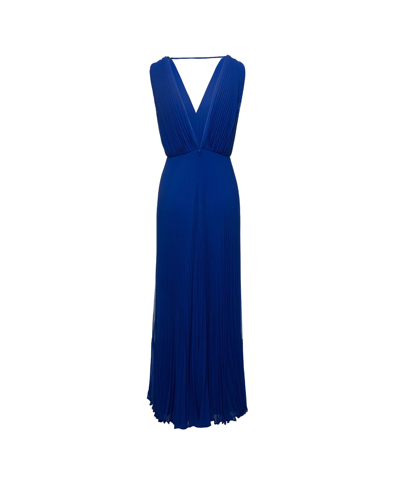 Max Mara Blue Pleated Sleeveless Jumpsuit In Loose Fabric Woman - Blu