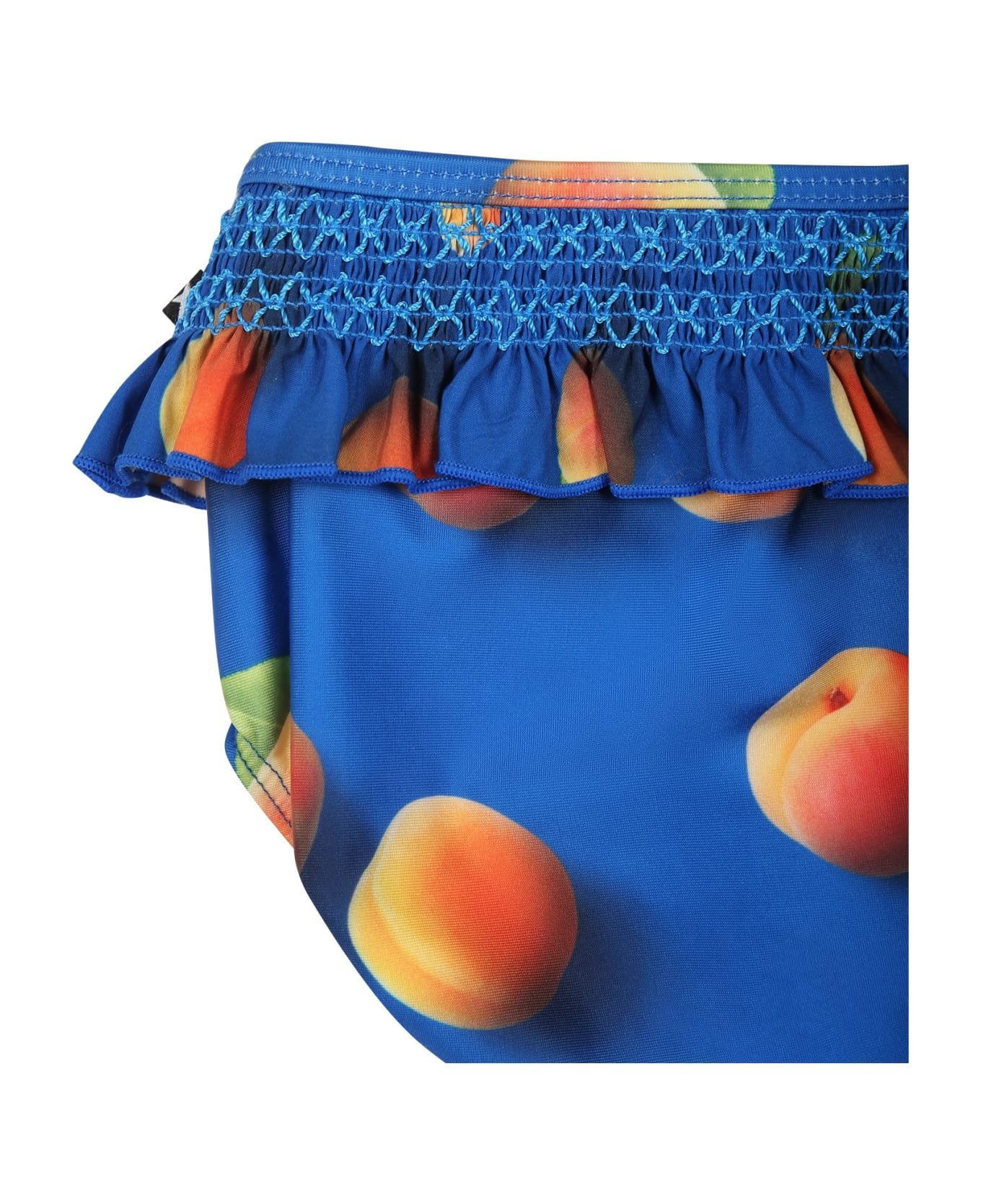 Molo Blue Swim Briefs For Baby Girl With Apricot Print - Blue 水着