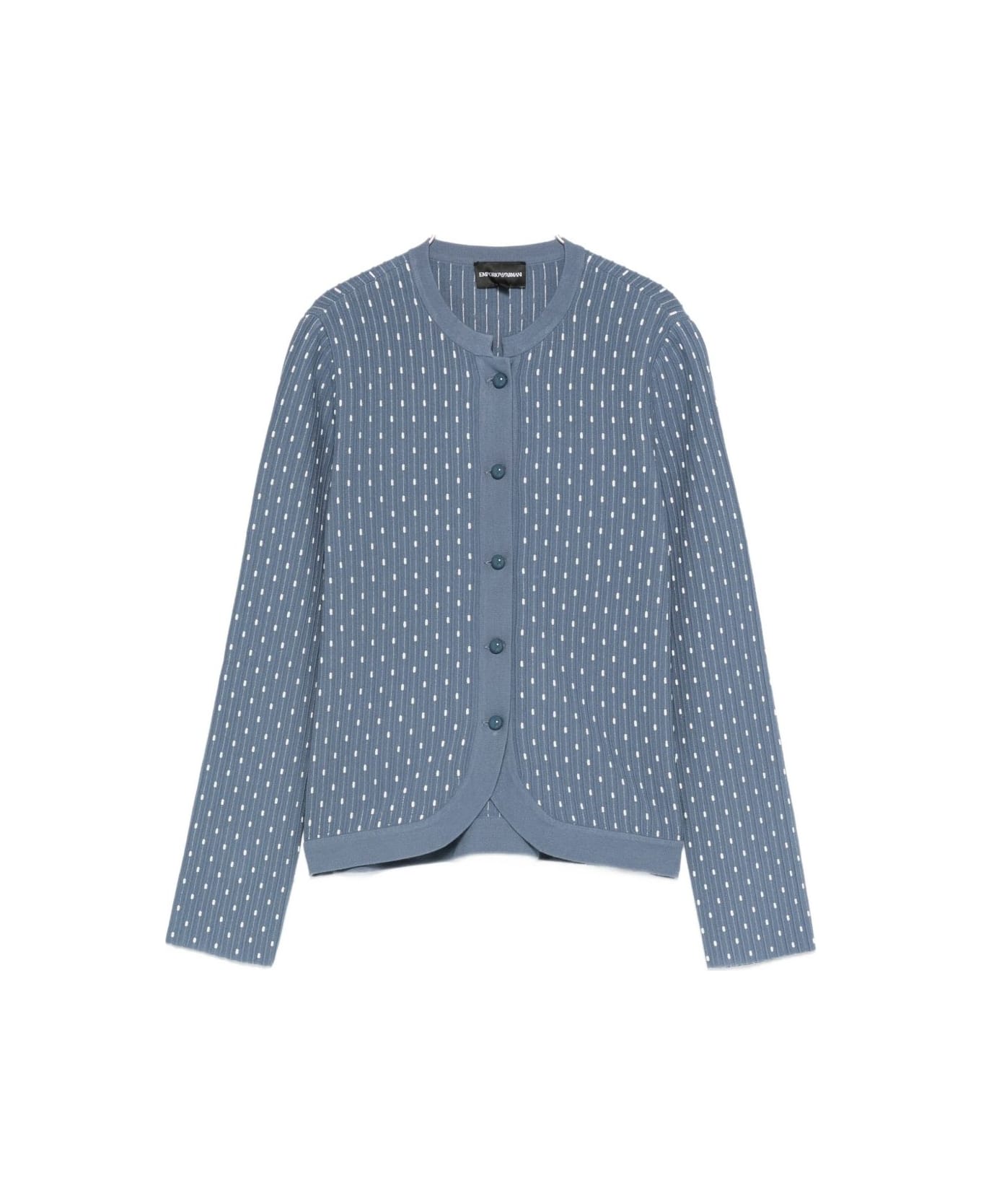 Emporio Armani Dotted Crewneck Cardigan - Blue