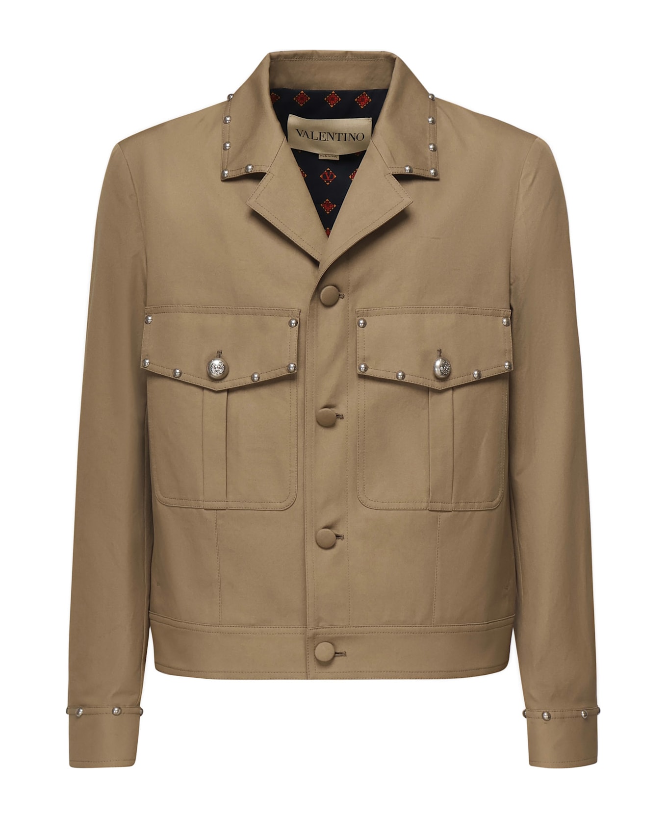 Valentino Garavani Cotton Jacket With Studs - Beige