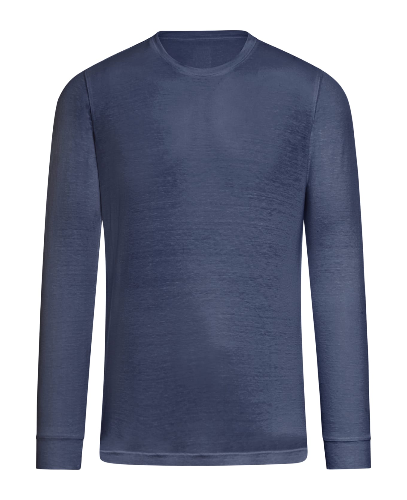 120% Lino Long Sleeve Men Tshirt - F Navy Blue