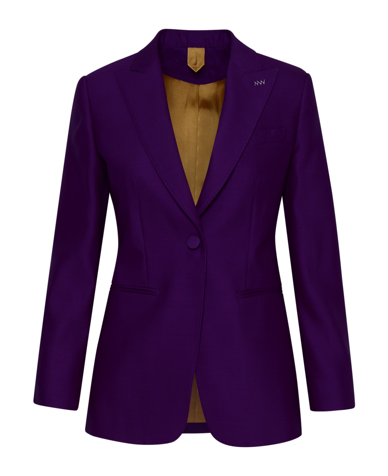 Max Mara Purple Silk Blend Buckle Blazer Jacket - PURPLE