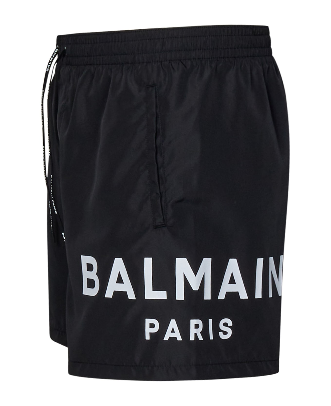 Balmain Logo Printed Drawstring Swim Shorts - Black