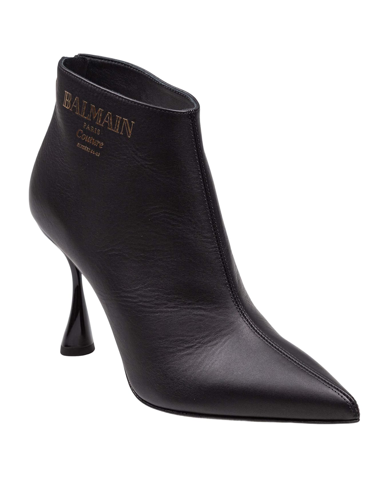 Balmain Black Leather Ankle Boot - Noir