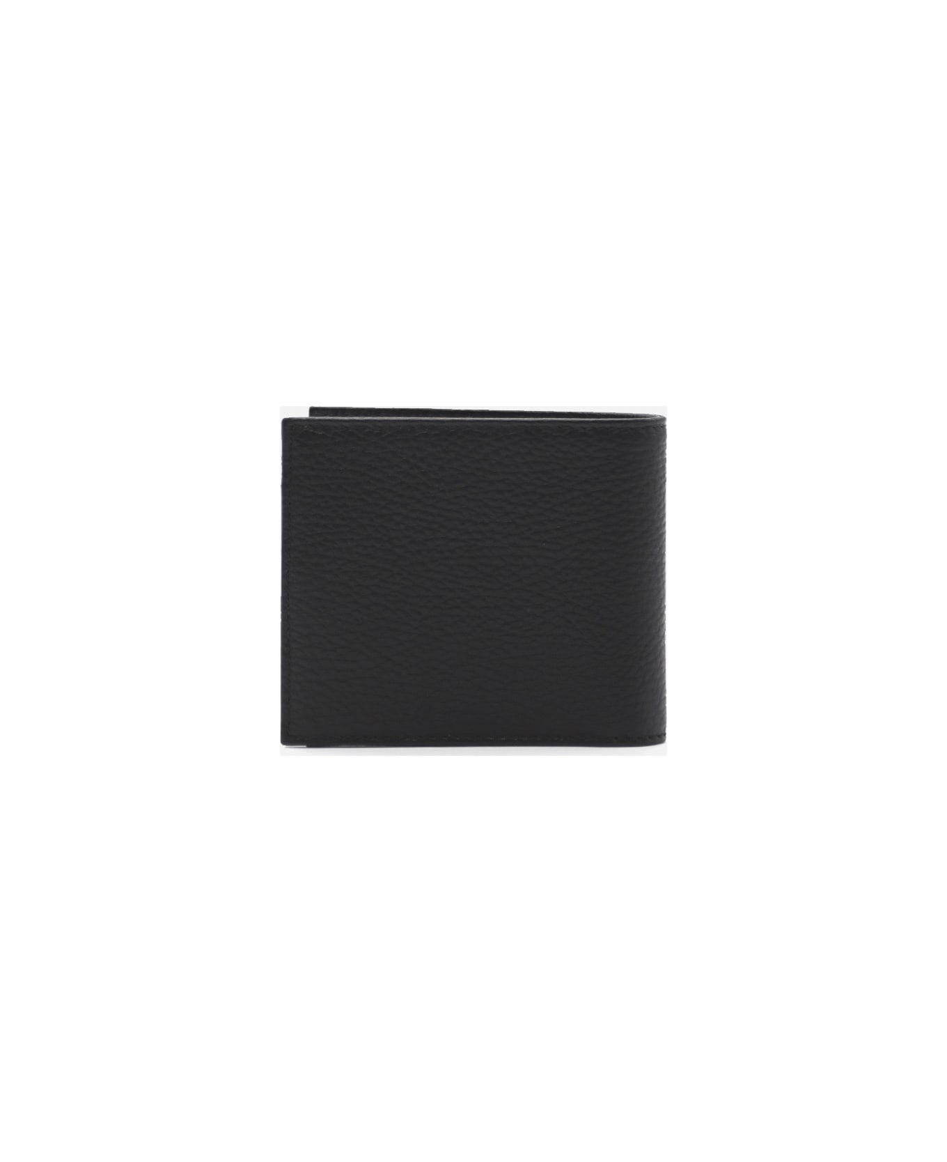Emporio Armani Leather Wallet With Tone-on-tone Logo Application - Black 財布