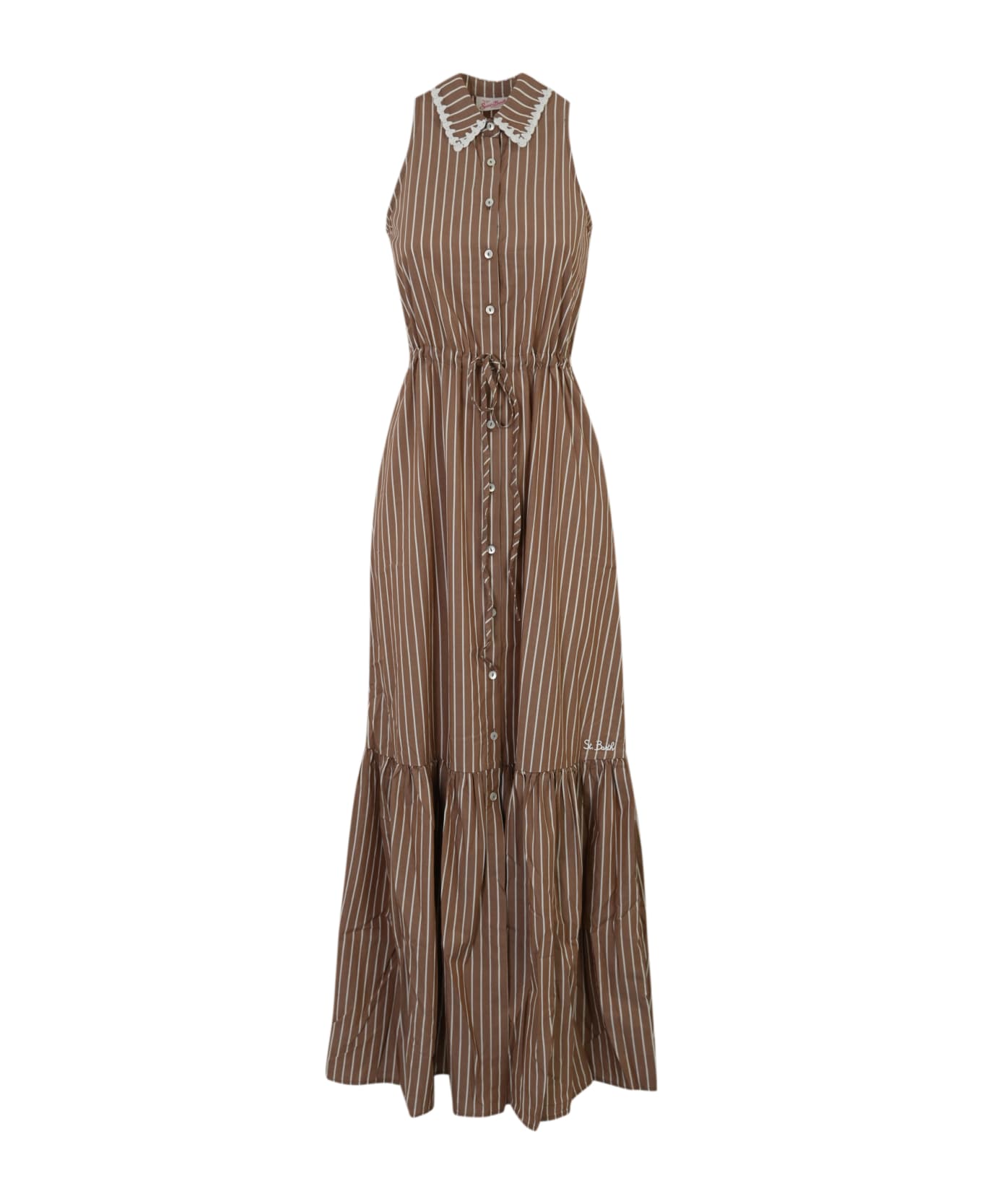 MC2 Saint Barth Ida Stripes Dress In Cotton - Marrone