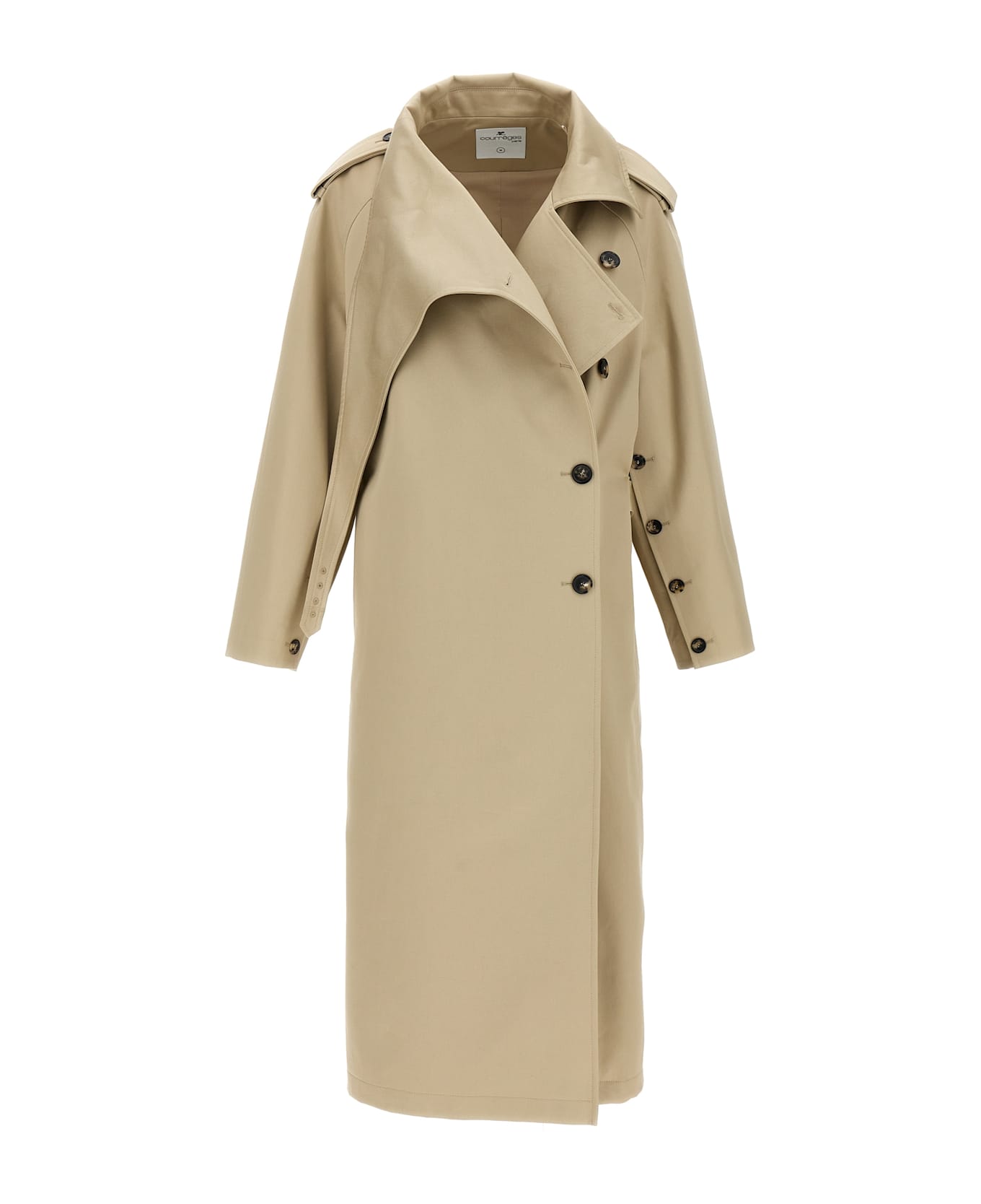 Courrèges 'long Oblique' Trench Coat - BEIGE
