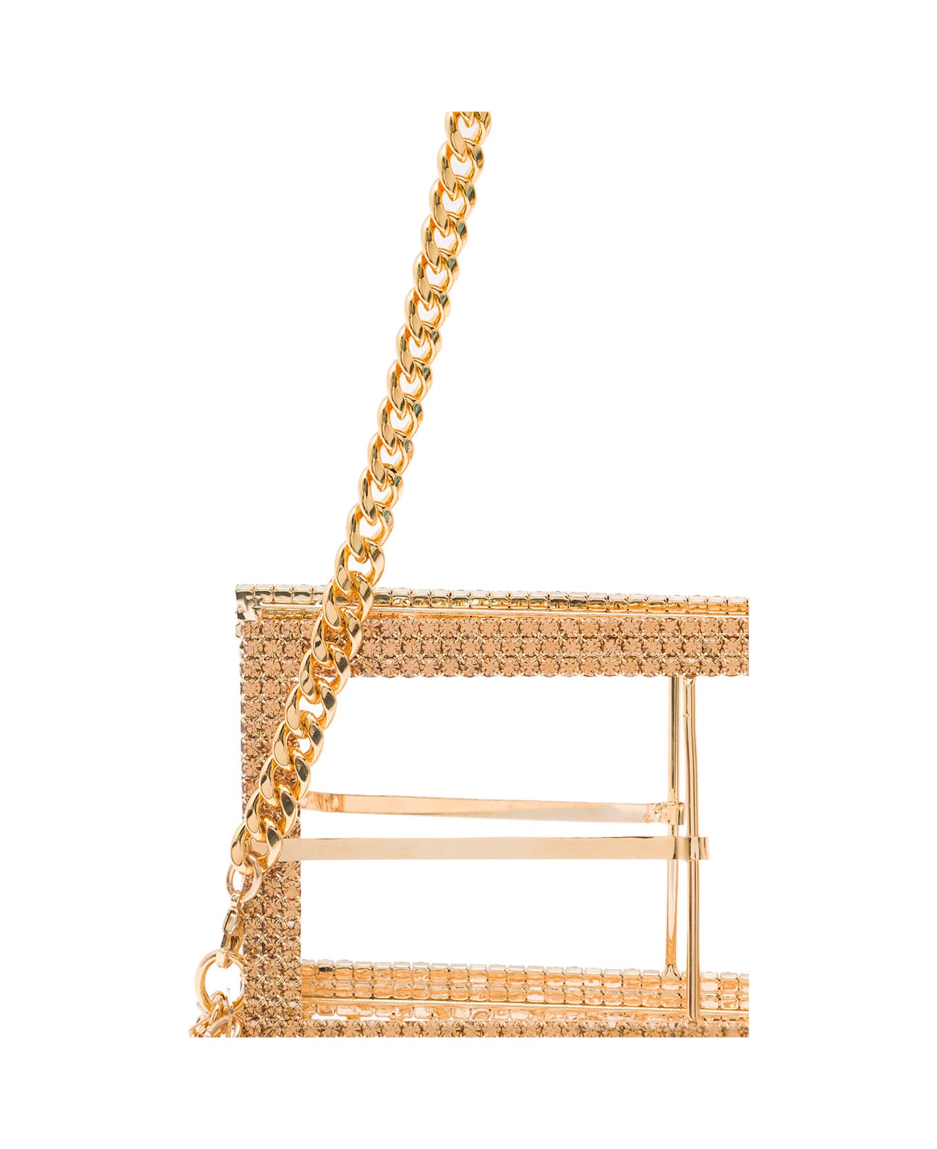 Silvia Gnecchi 'downtown Bag' Gold-colored Shoulder Bag With Maxi Buckle In Metal Mesh Woman - Metallic