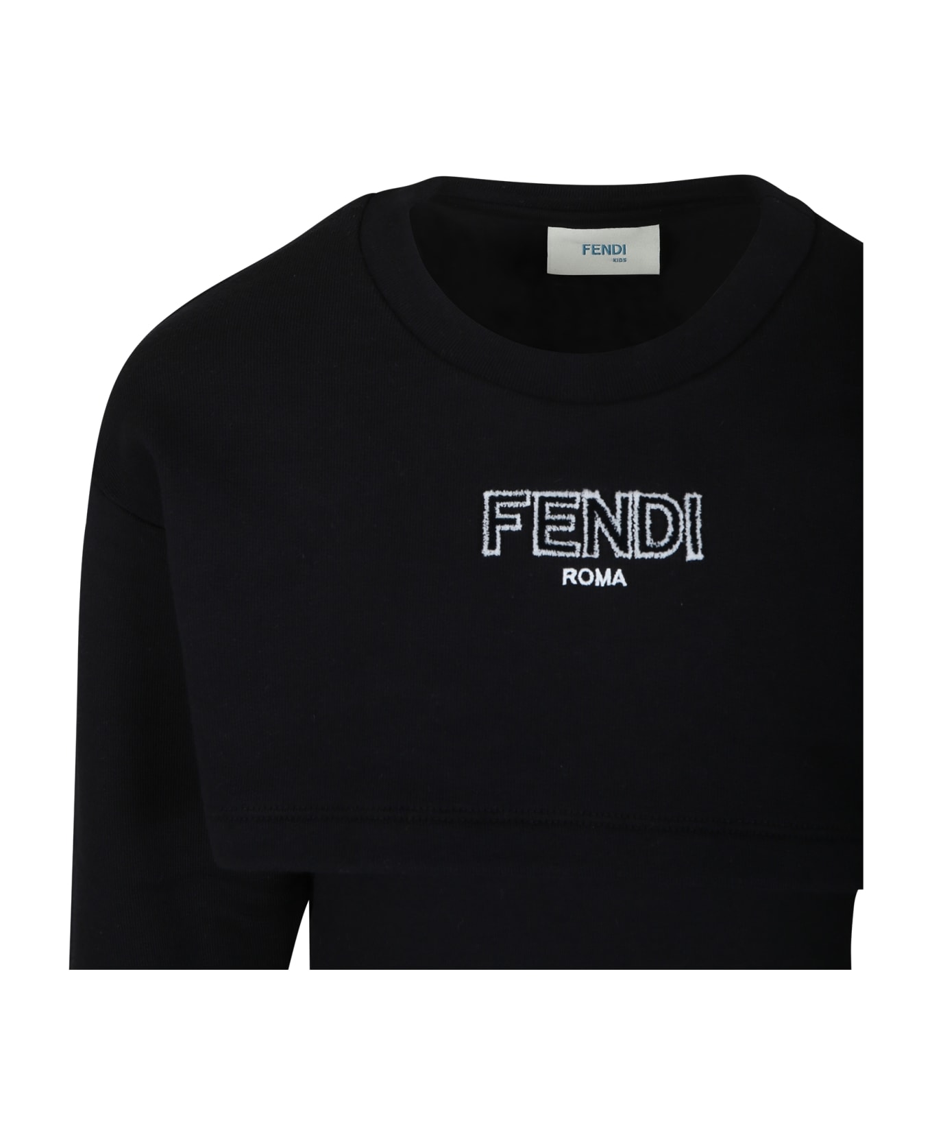 Fendi Black Dress For Girl With Fendi Logo - Black
