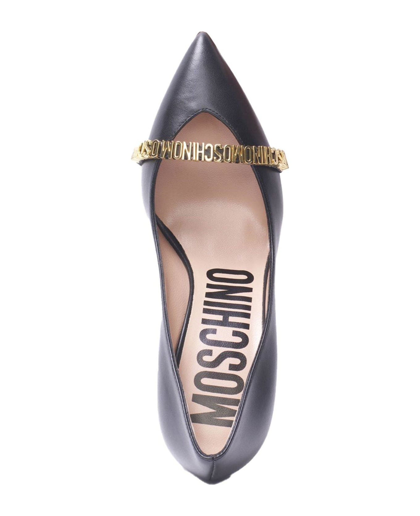 Moschino Logo-lettering Pointed-toe Pumps - Black