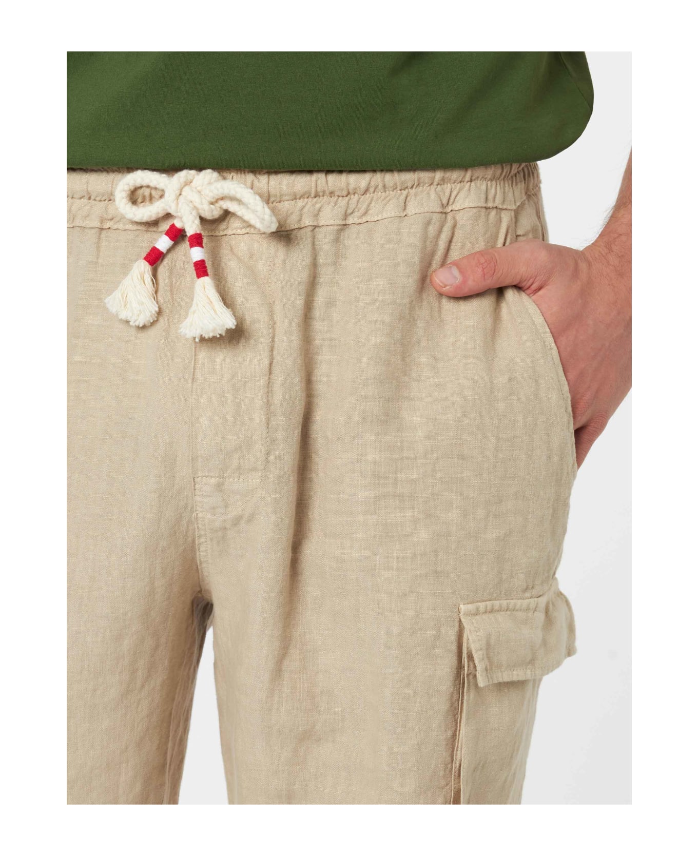 MC2 Saint Barth Man Beige Linen Bermuda Marseille - BEIGE