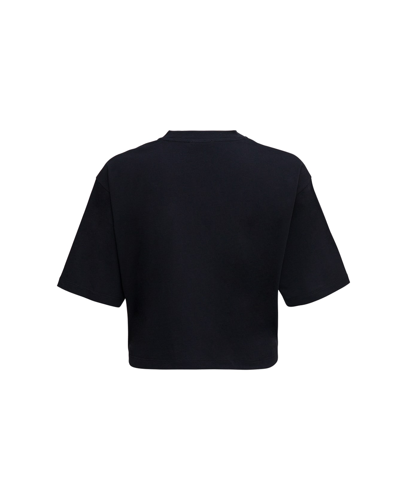 Balmain Black Cropped Cotton T-shirt With Logo Print - Black