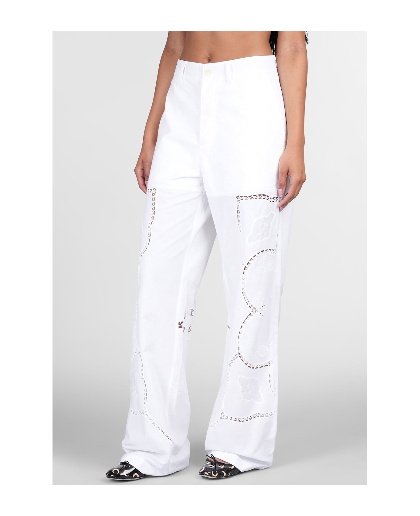 Marine Serre Pants In White Cotton - white