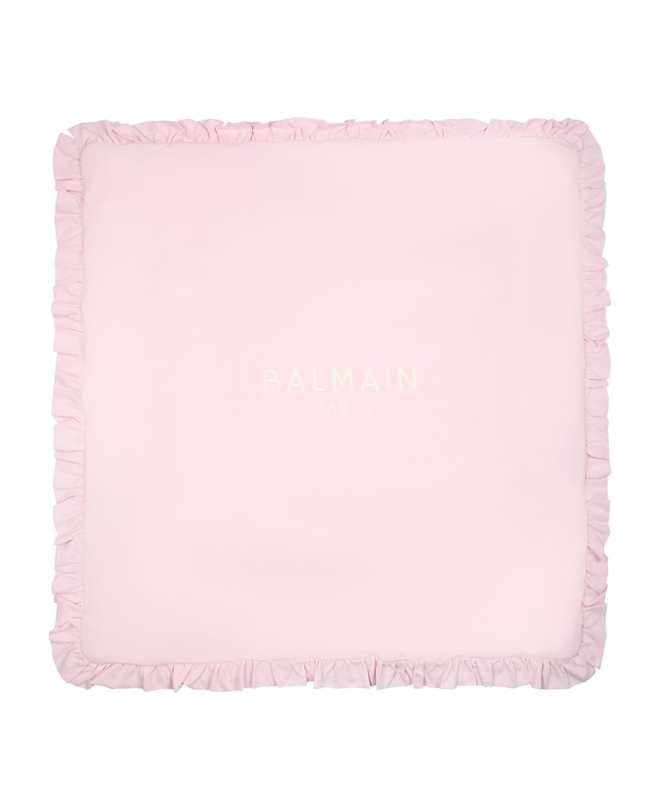 Balmain Pink Blanket For Baby Girl With Logo - Pink