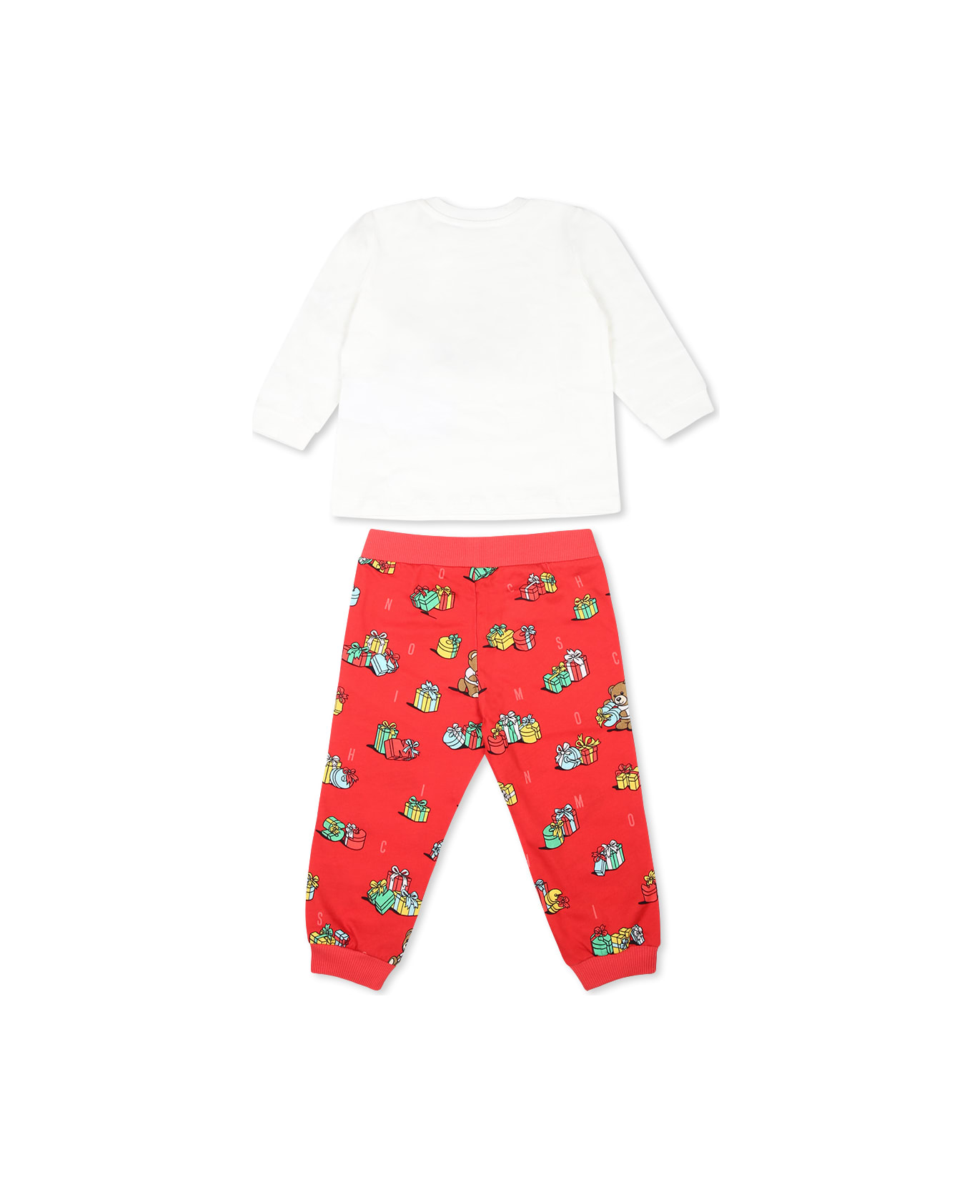 Moschino Red Suit For Babykids With Teddy Bear And Gift - Red