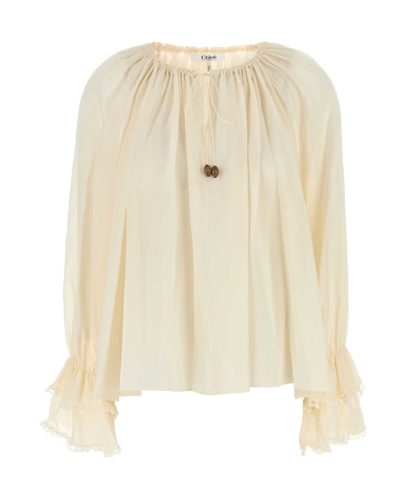 Chloé Ivory Silk Blouse - PRISTINEWHITE