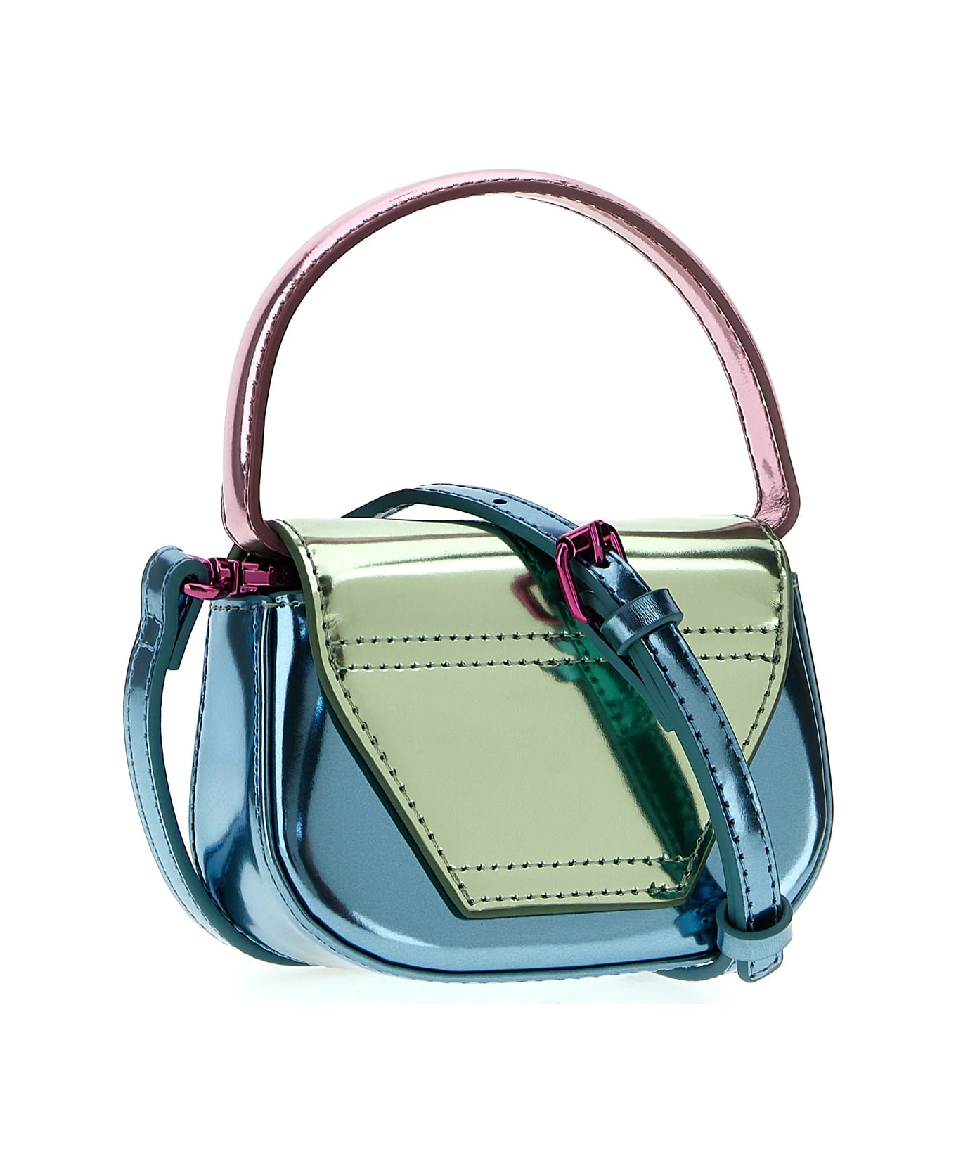 Diesel 1dr Xs Bag In Green And Blue Metallic Leather - Green