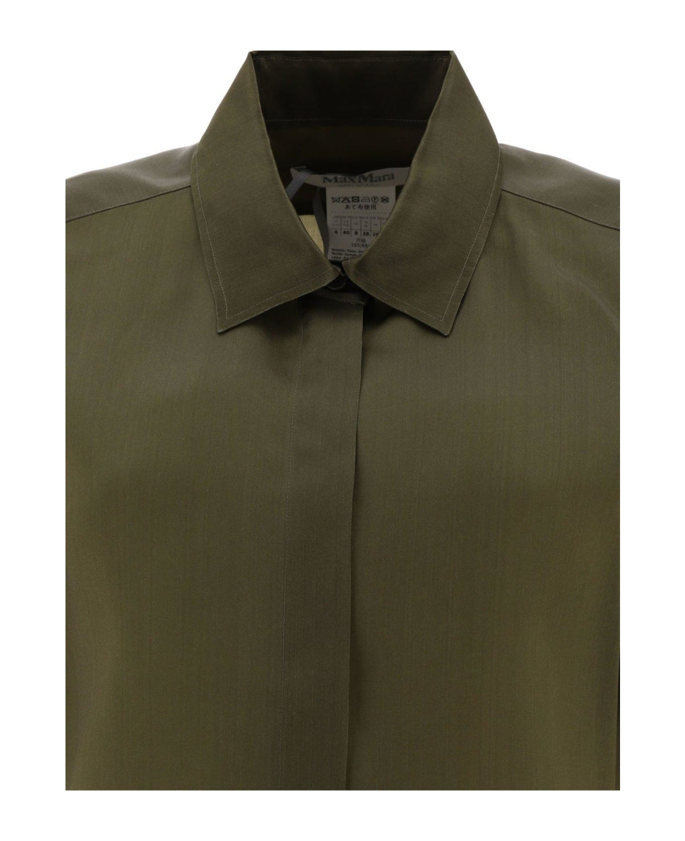 Max Mara Buttoned Short-sleeved Shirt - Verde kaki シャツ