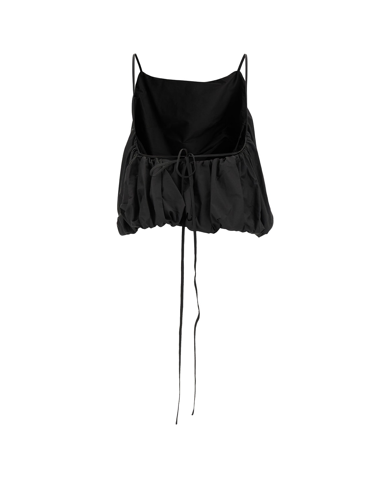 Low Classic Black Voluminous Top With Open Back In Cotton Blend Woman - Black トップス