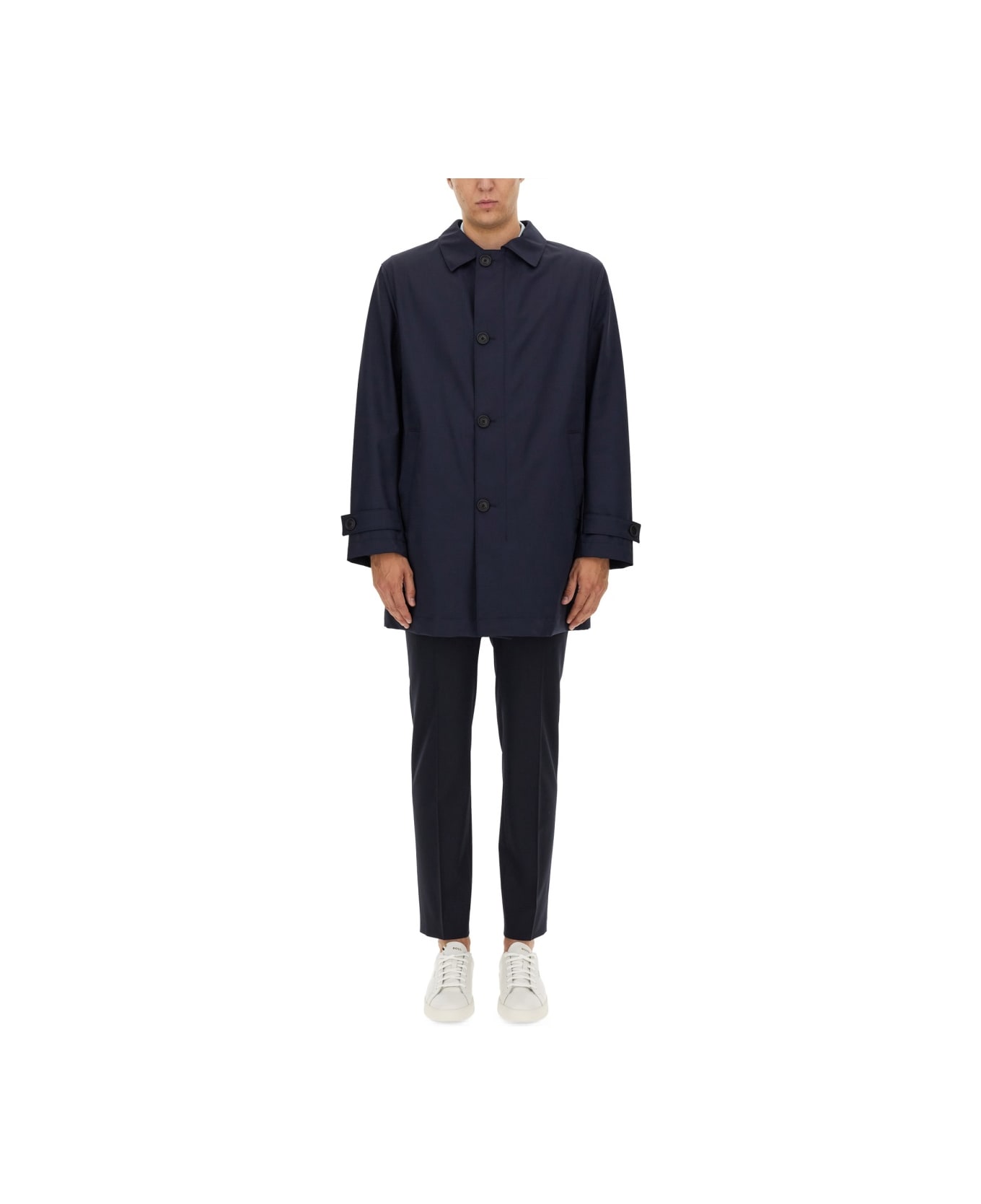 Hugo Boss Trench Coat With Buttons - BLUE