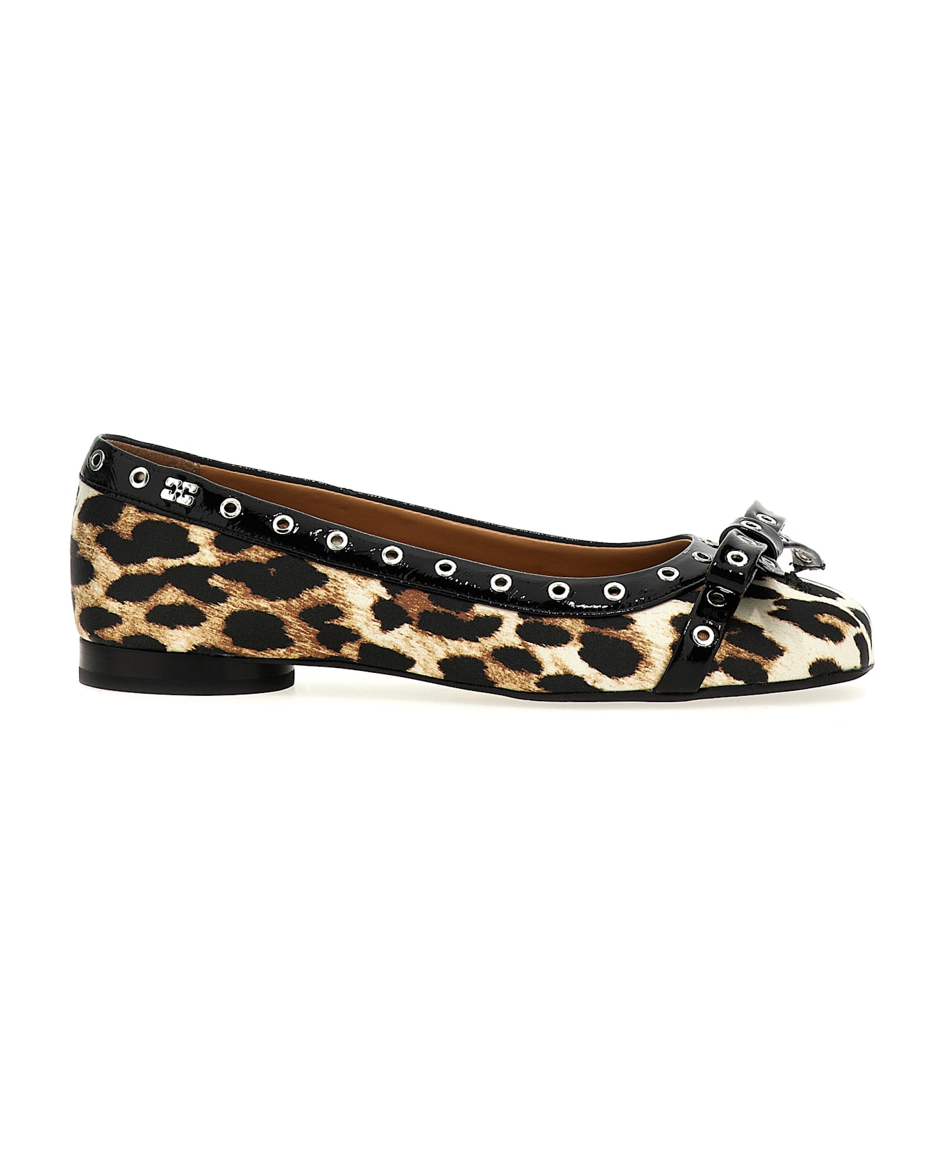 Ganni Leopard Eyelets Bow - Multicolor