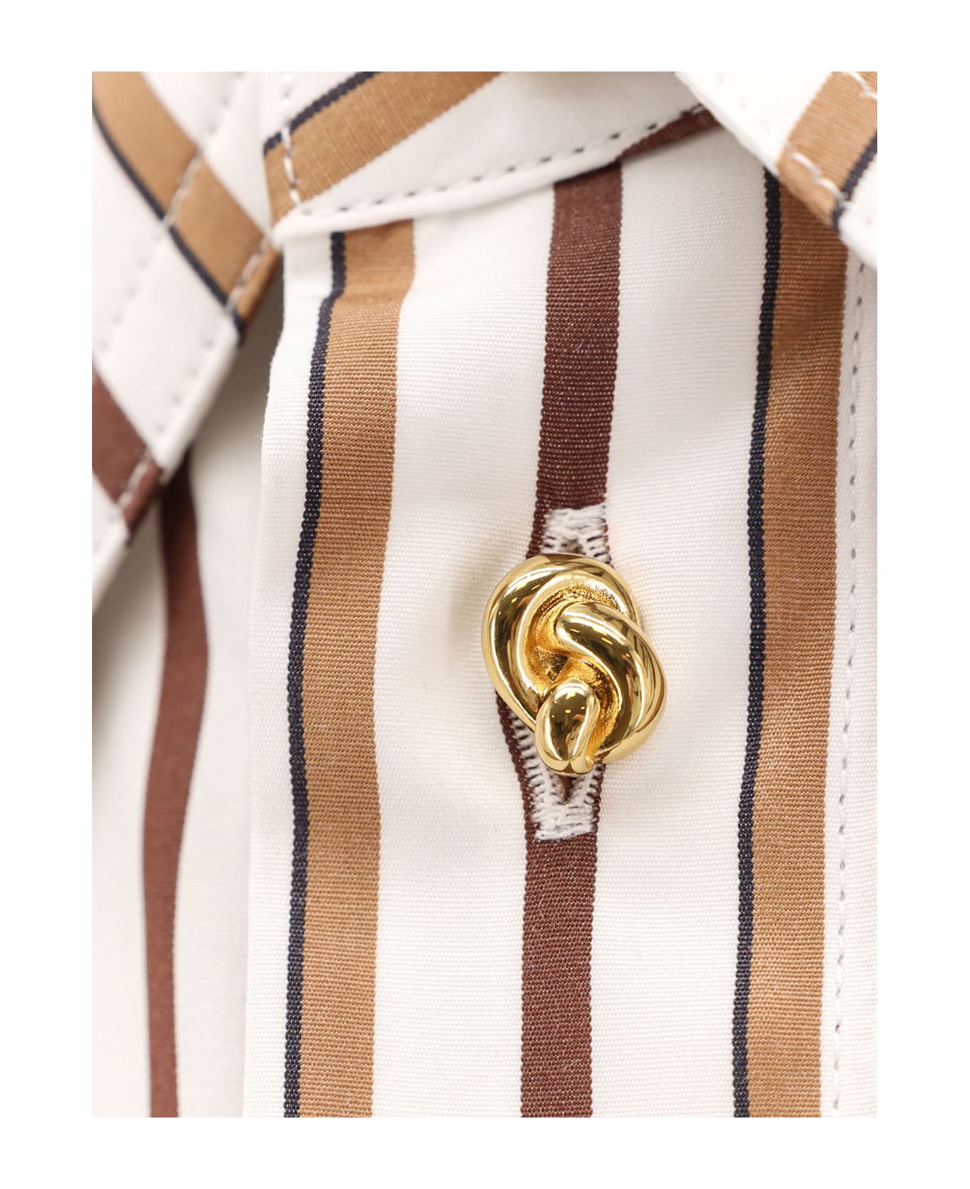 Bottega Veneta Cotton Shirt - Chalk/toffee/brown