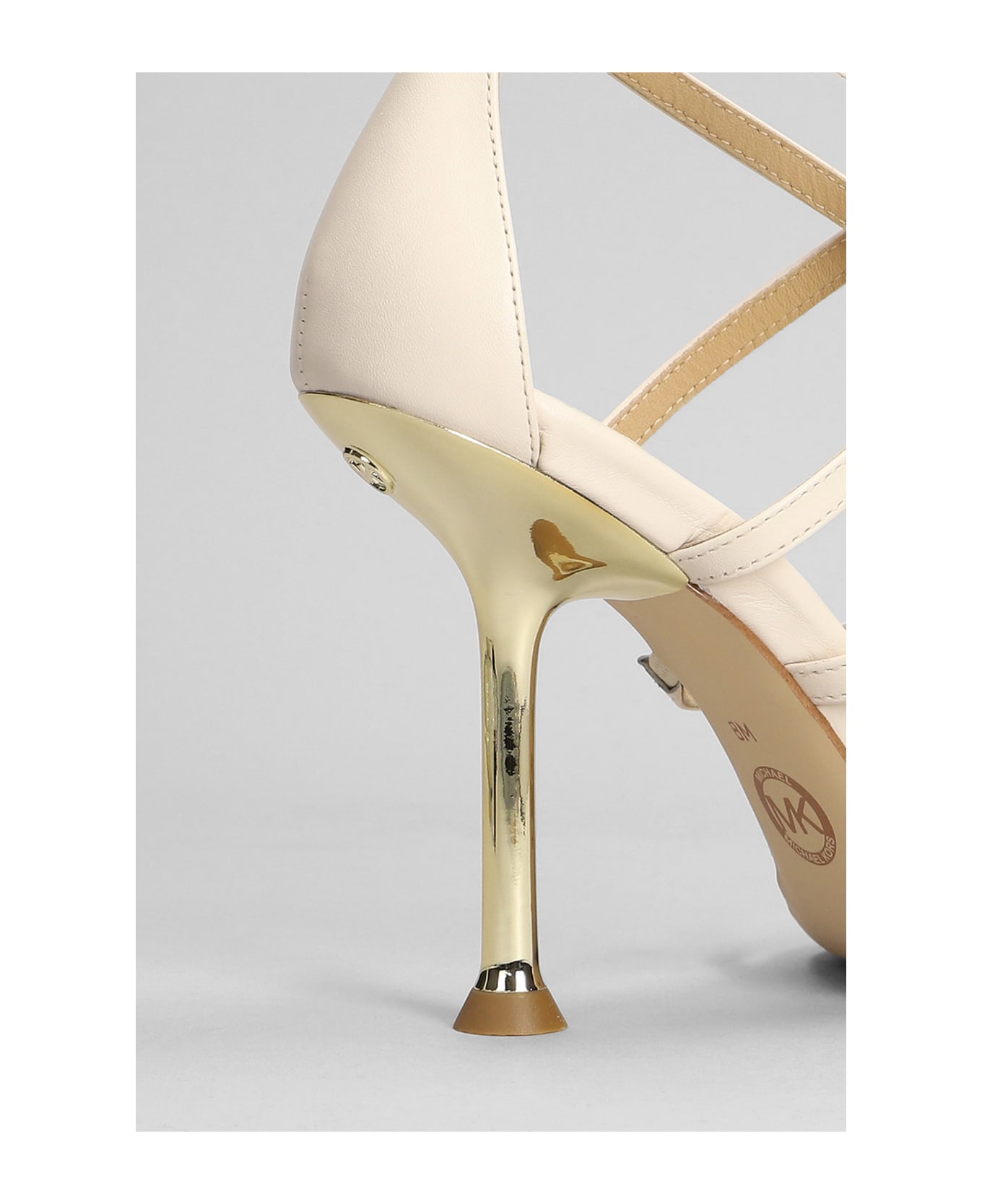 Michael Kors Imany Strap Sandals In Beige Leather - Cream