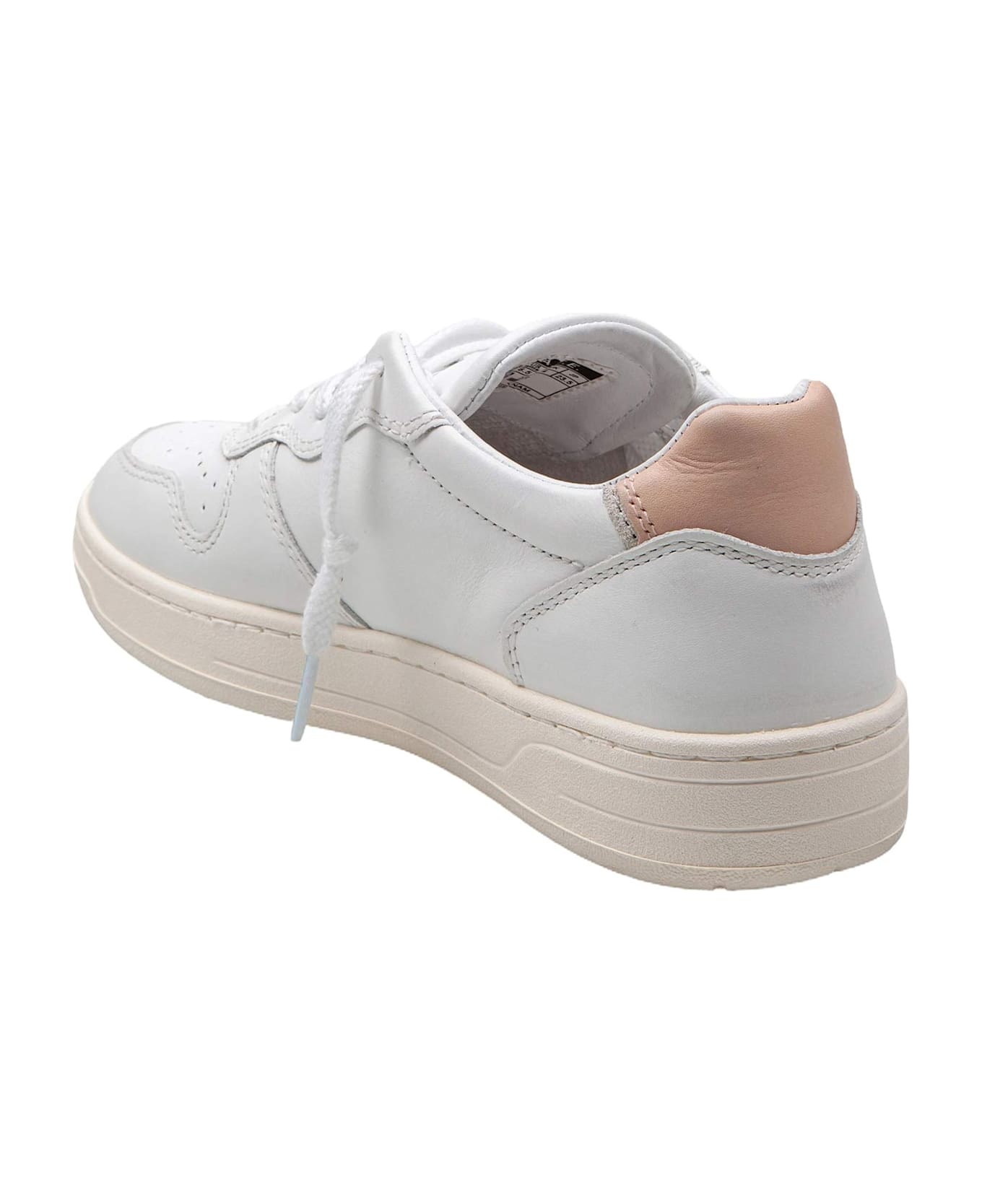 D.A.T.E. White And Pink Leather Court Sneakers - White/Pink