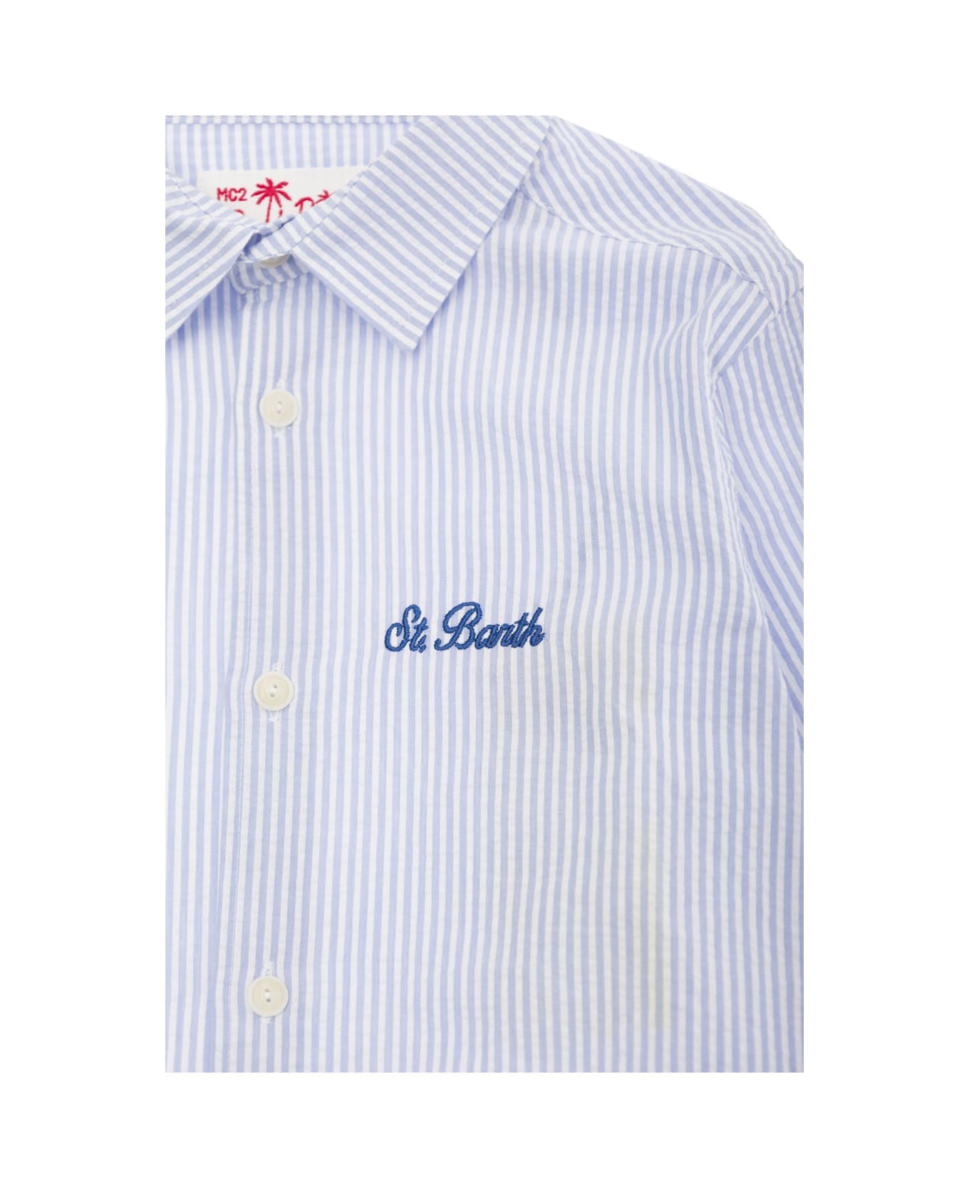 MC2 Saint Barth 'agnes' Light Blue Shirt With Logo Embroidery In Cotton Boy - Light blue シャツ