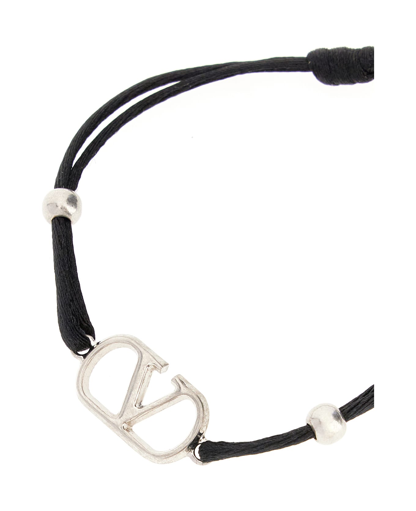 Valentino Garavani Black Cotton Vlogo Signature Bracelet - NERO